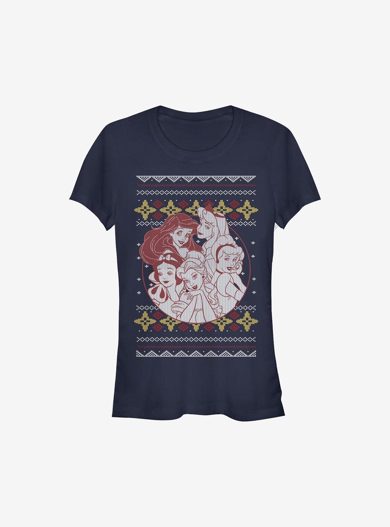 Disney Princesses Group Christmas Print Girls T-Shirt T-Shirt | Viral Style | Great Gift Idea