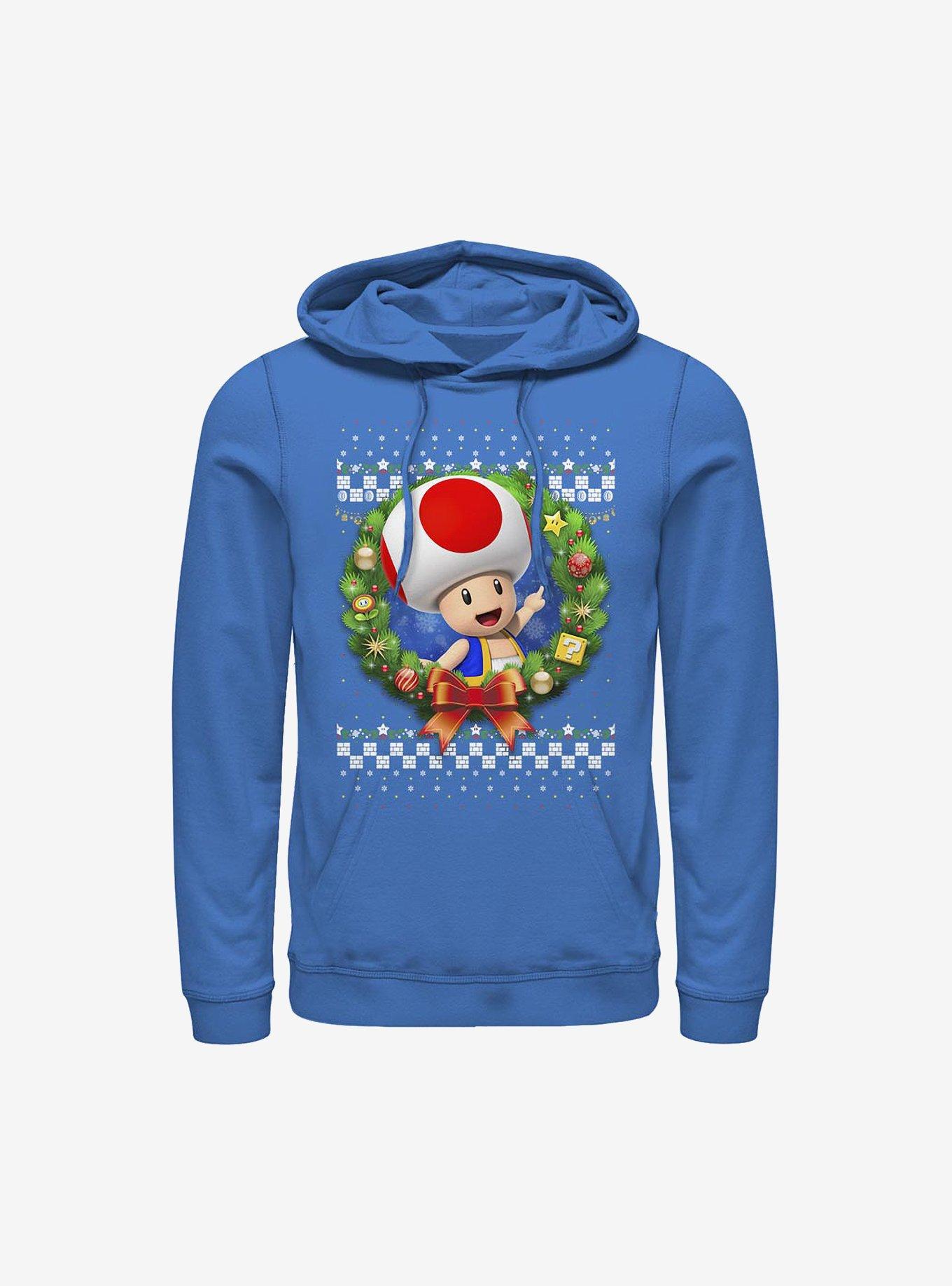 Super Mario Toad Wreath Holiday Hoodie