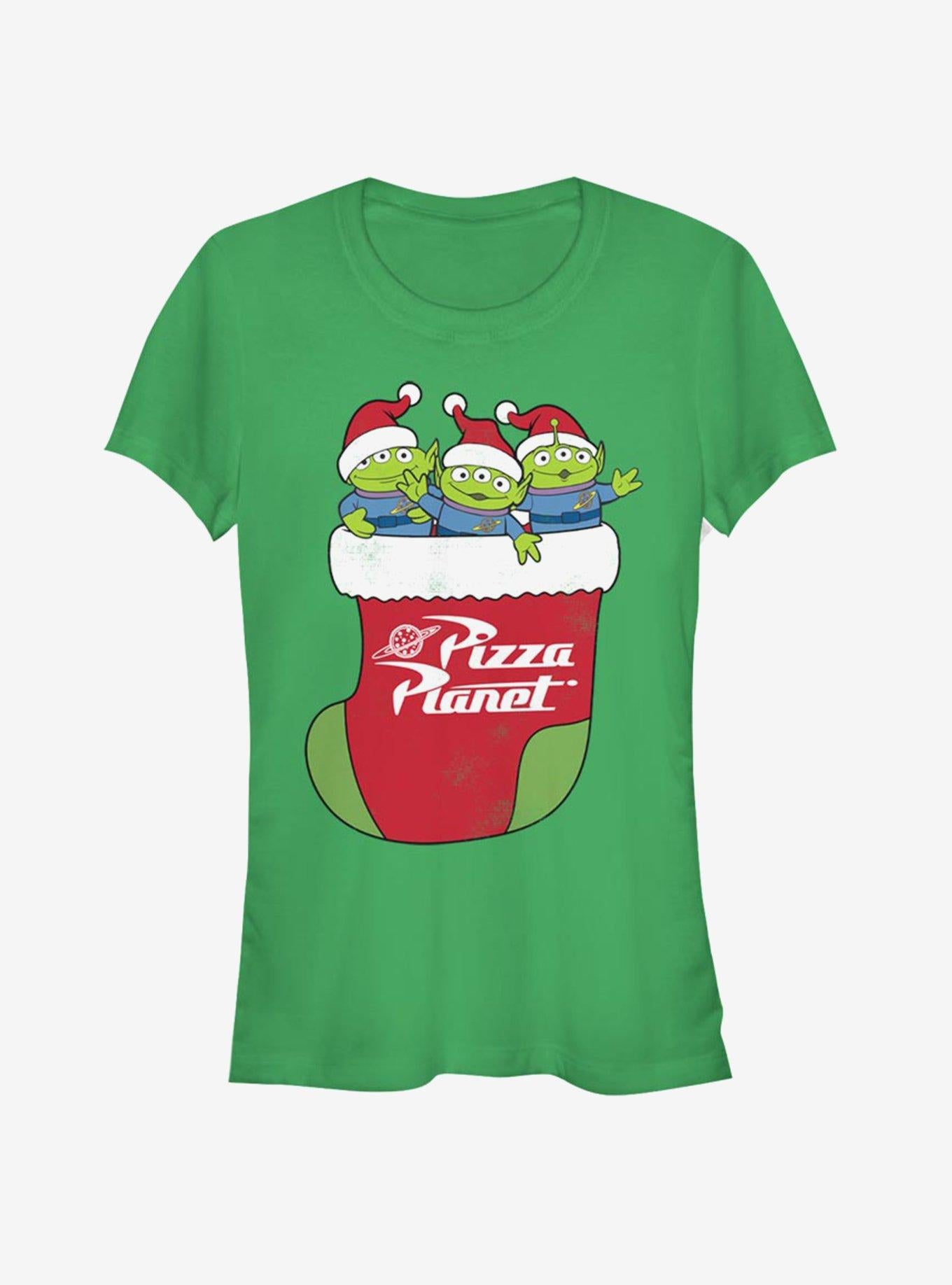 Disney Toy Story Pizza Planet Alien Christmas Stocking Girls T-Shirt T-Shirt | Aesthetic Graphic | Must-Have Style