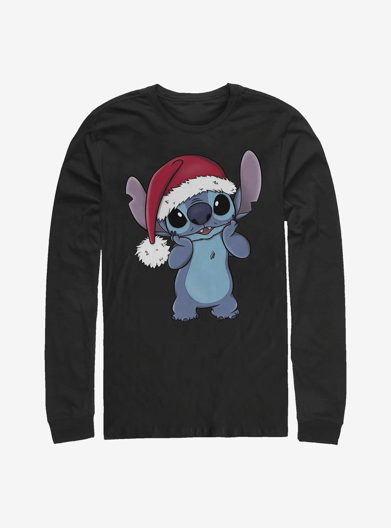 Disney Lilo Stitch Wearing Santa Hat Long-Sleeve T-Shirt T-Shirt | Premium Graphic | High Demand Item