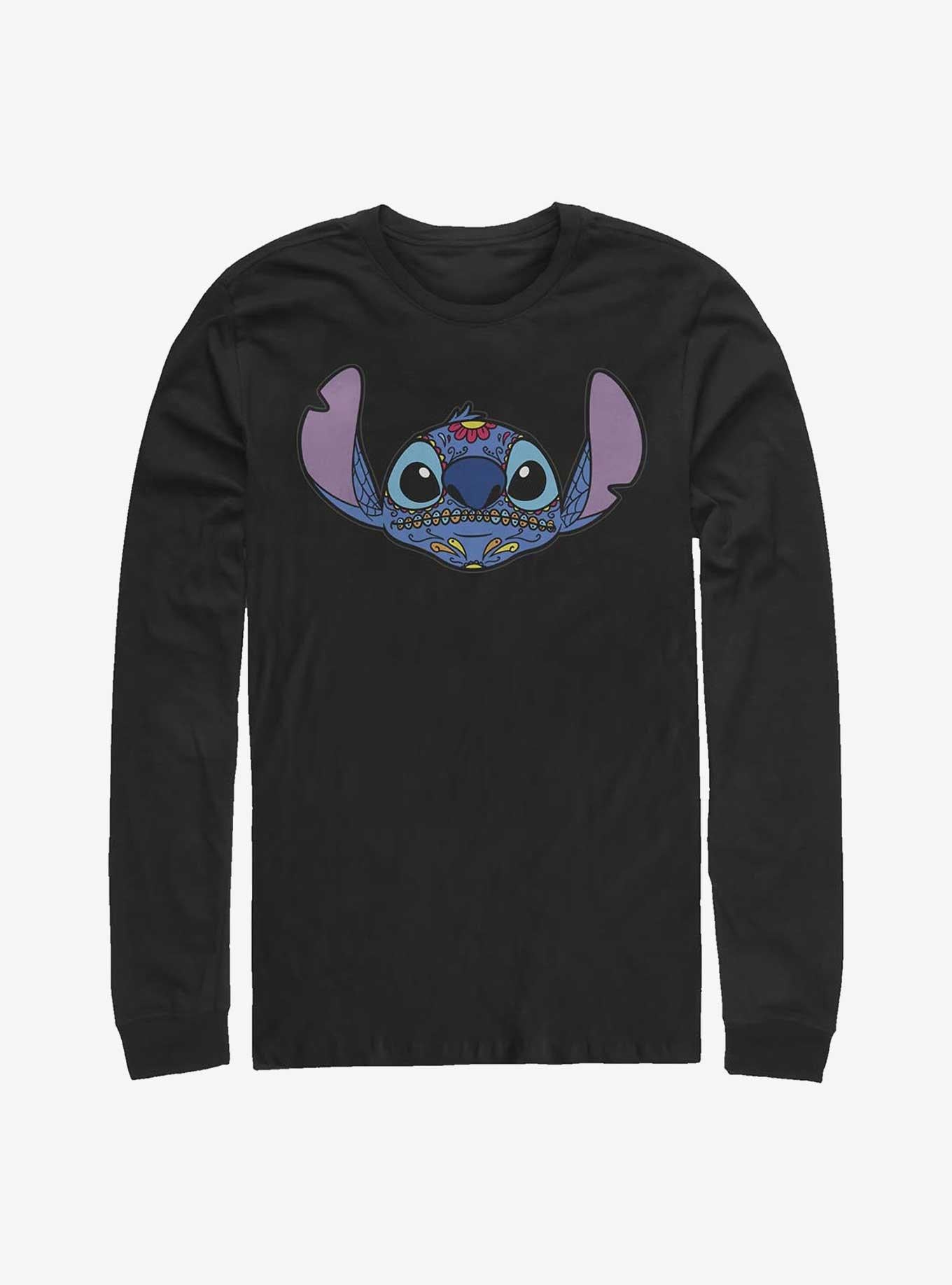 Disney Lilo Stitch Sugar Skull Stitch Long-Sleeve T-Shirt T-Shirt | Vintage Graphic Vibe | Great Gift Idea