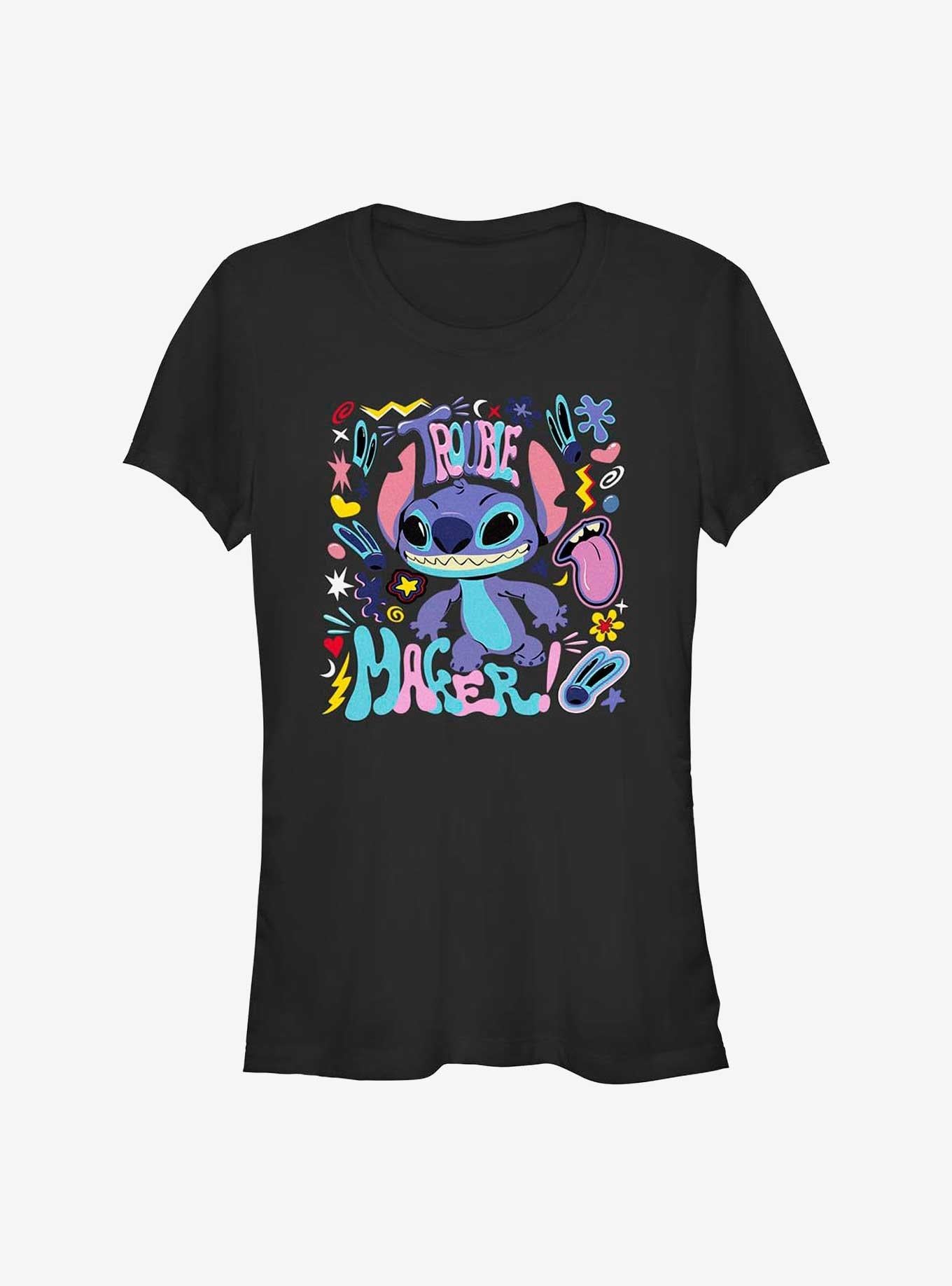 Disney Lilo Stitch Trouble Maker Girls T-Shirt T-Shirt | Bold Graphic Edition | High Demand Item