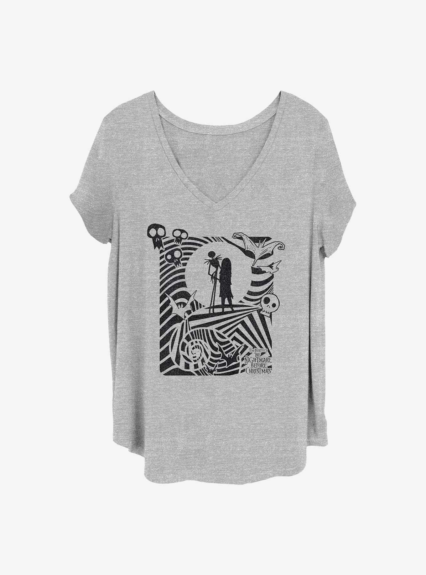 Disney The Nightmare Before Christmas Jack and Sally Girls T-Shirt Plus Size T-Shirt | Viral Style | High Demand Item