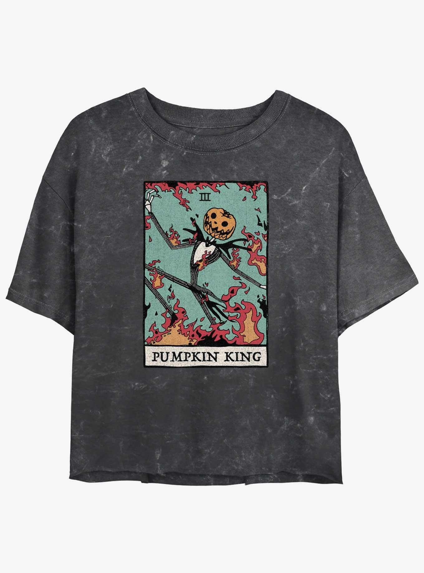 Disney The Nightmare Before Christmas Jack Pumpkin King Card Mineral Wash Girls Crop T-Shirt T-Shirt | Aesthetic Graphic | High Demand Item
