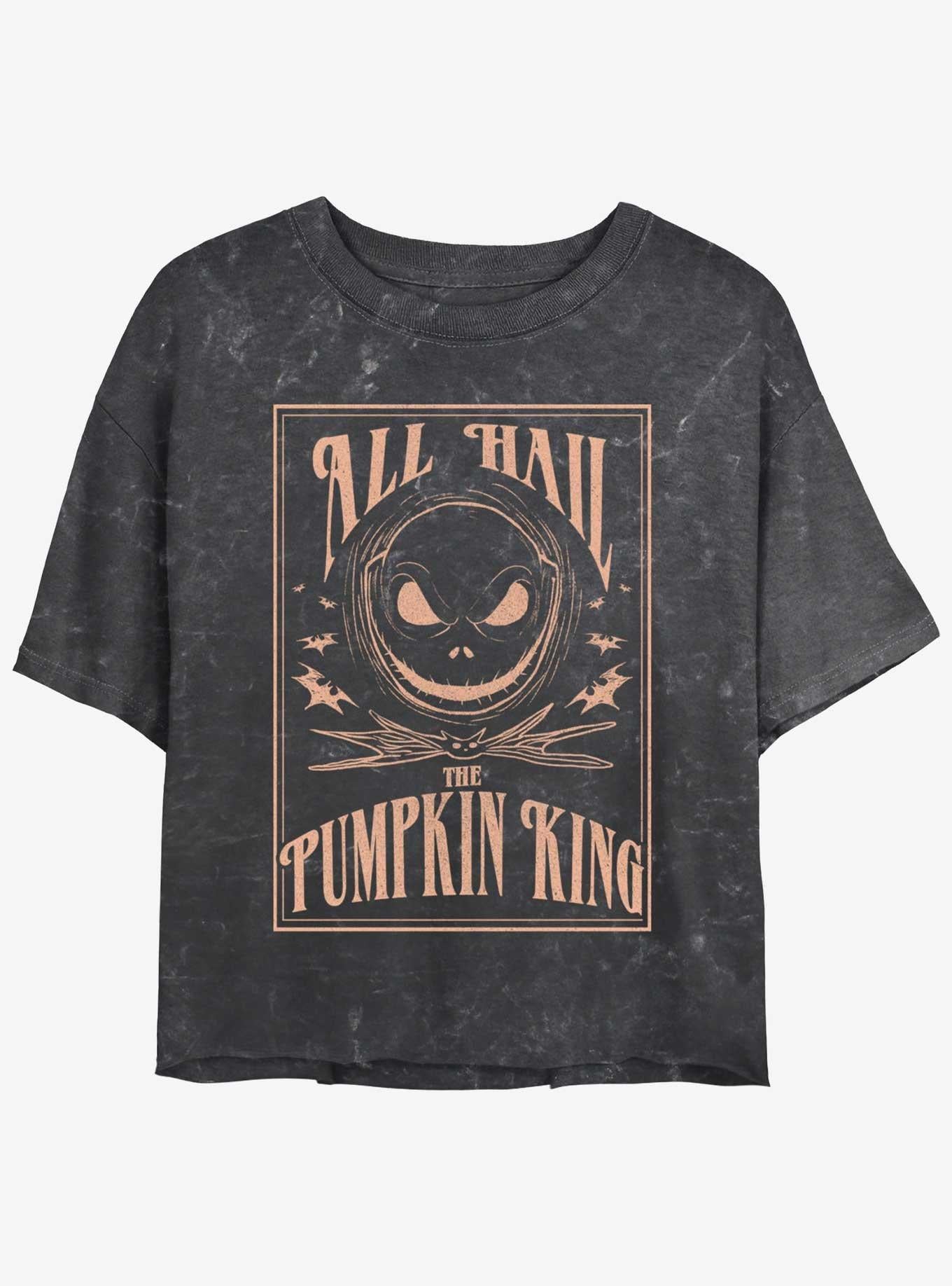 Disney The Nightmare Before Christmas Hail Jack The Pumpkin King Mineral Wash Girls Crop T-Shirt T-Shirt | Aesthetic Graphic | Top Pick For Fans