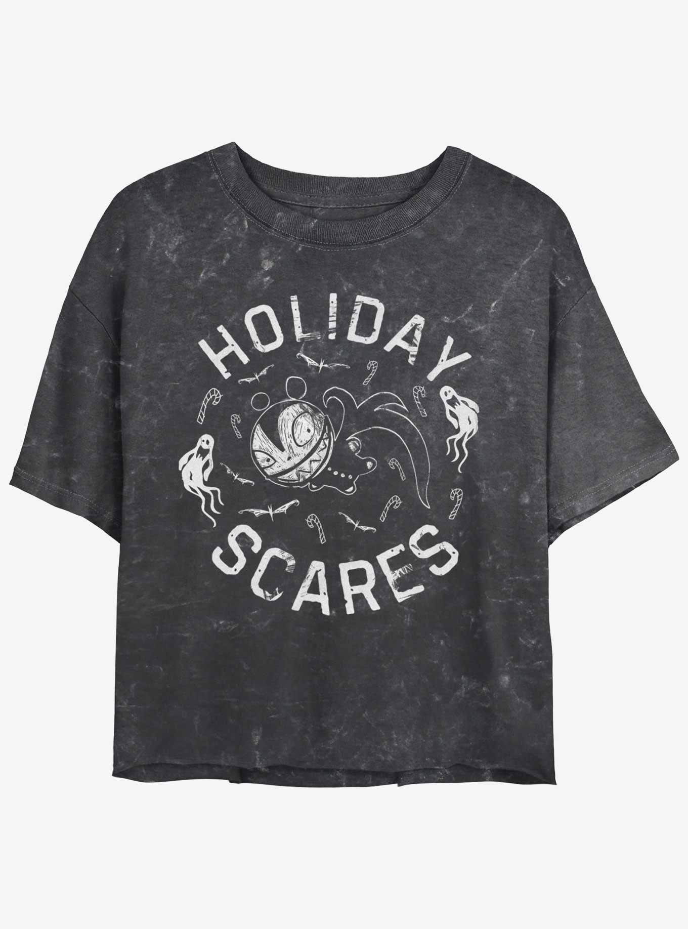 Disney The Nightmare Before Christmas Holiday Scares Vampire Teddy Mineral Wash Girls Crop T-shirt | Trendy Graphic Tee | Casual Unisex T-shirt