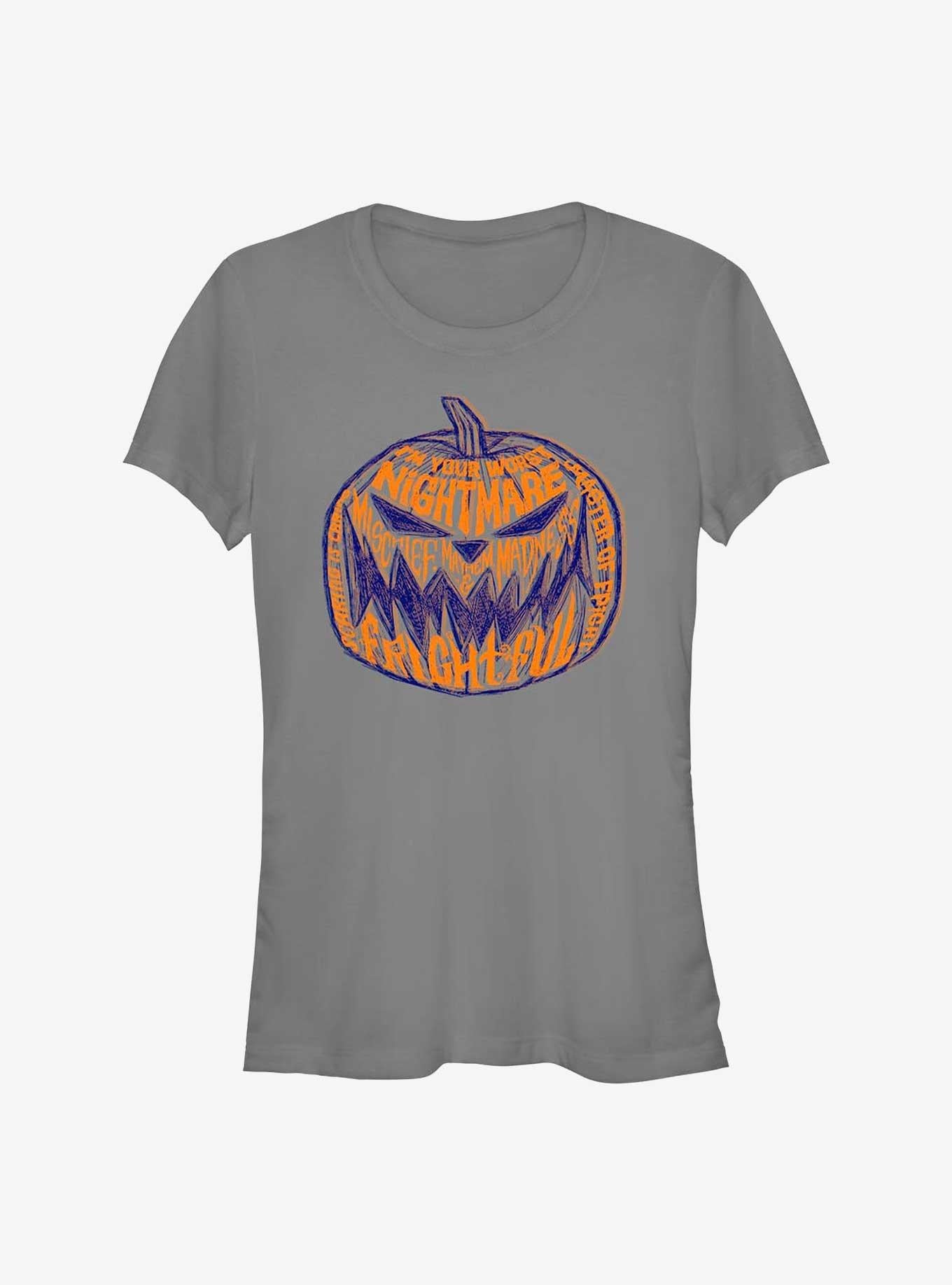 Disney The Nightmare Before Christmas Pumpkin Lettering Girls T-Shirt T-Shirt | Best-Selling Artwork | Trending Now