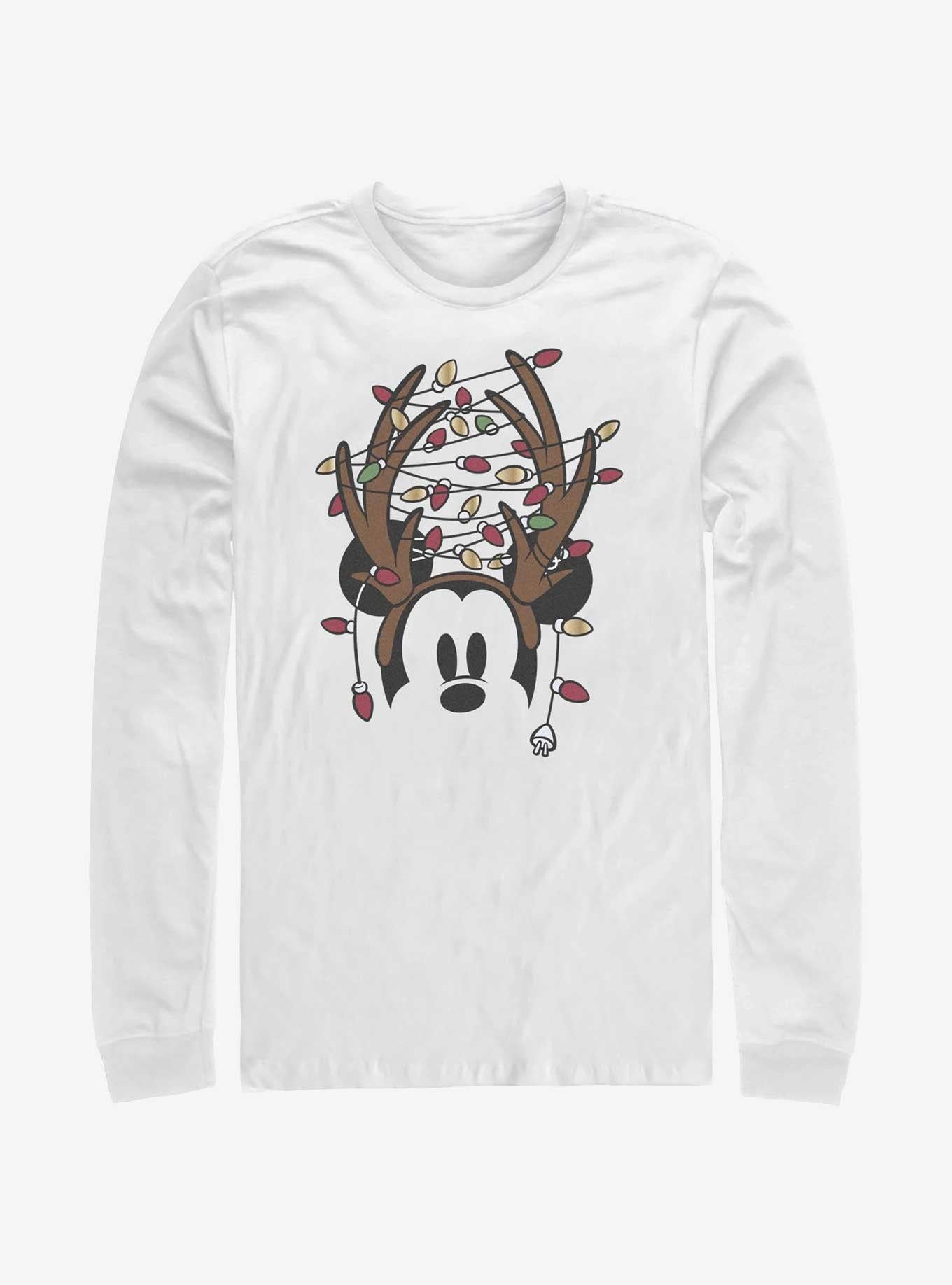 Disney Mickey Mouse Christmas Light Antlers Long-Sleeve T-Shirt T-Shirt | Exclusive Edition | Must-Have Style