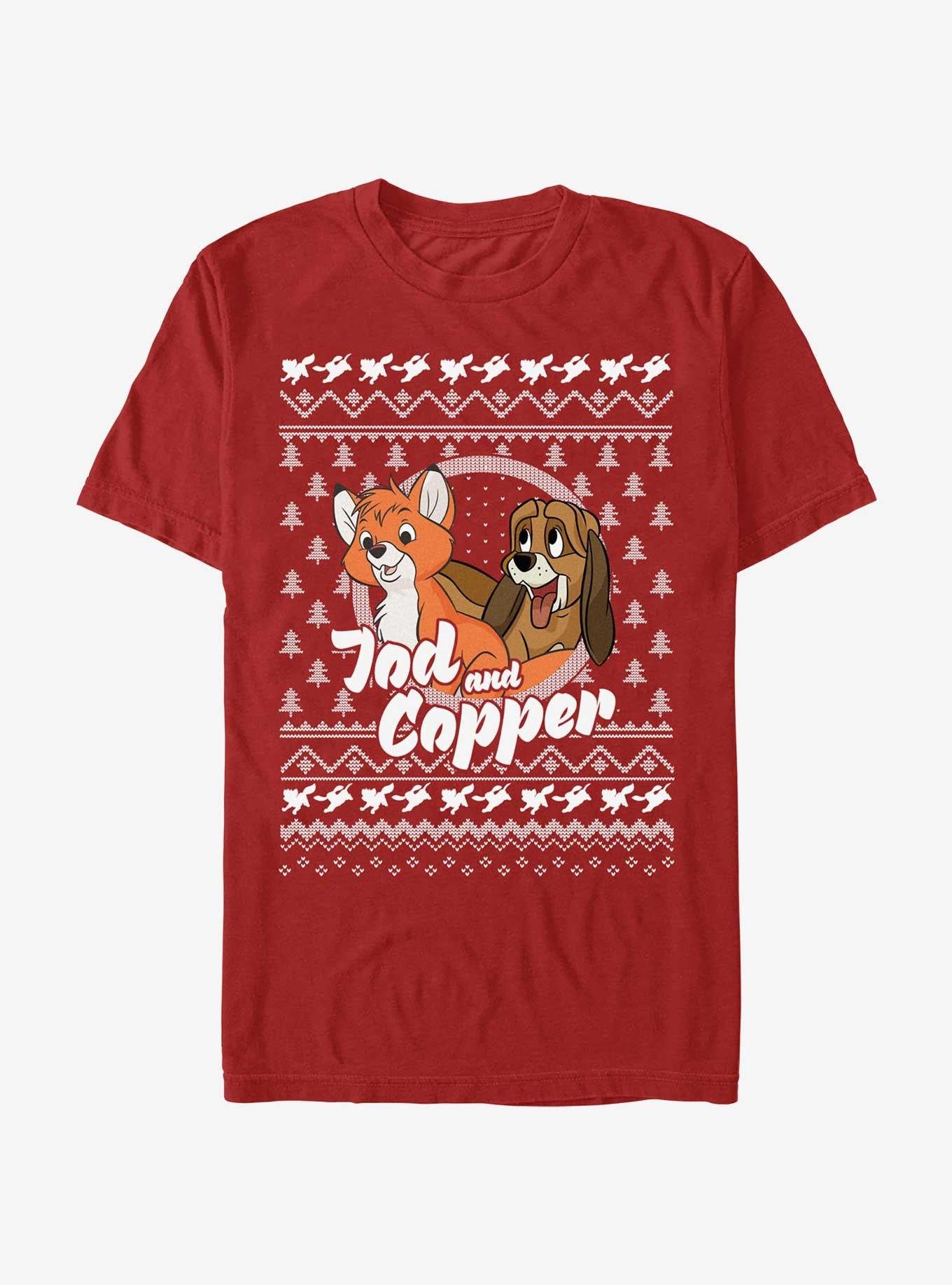 Disney The Fox And The Hound Tod And Copper Ugly Christmas T-shirt | Trendy Graphic Tee | Casual Unisex T-shirt