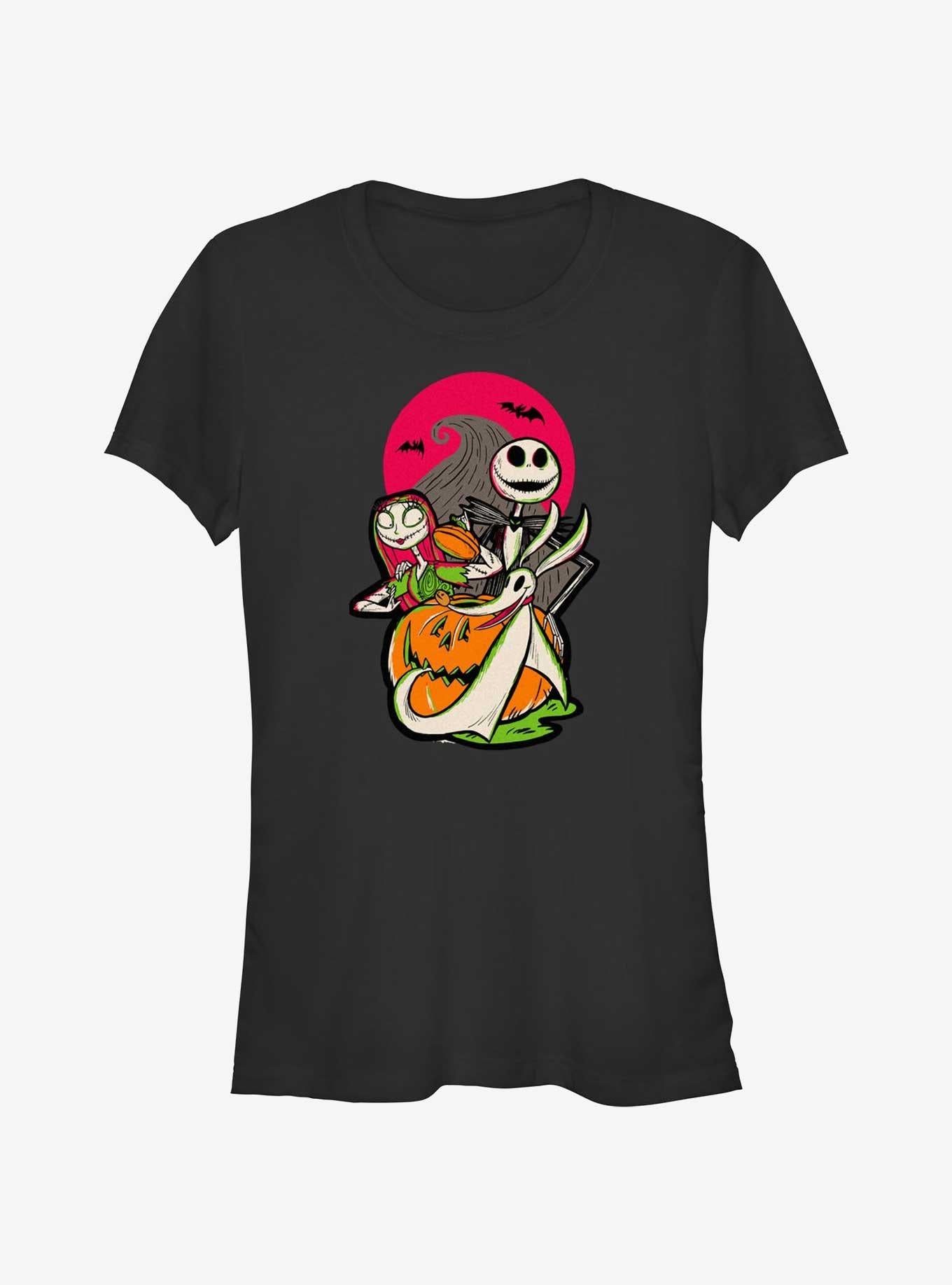 Disney100 Halloween The Nightmare Before Christmas Sally Jack And Zero Girls T-Shirt T-Shirt | Aesthetic Graphic | Perfect For Daily Wear