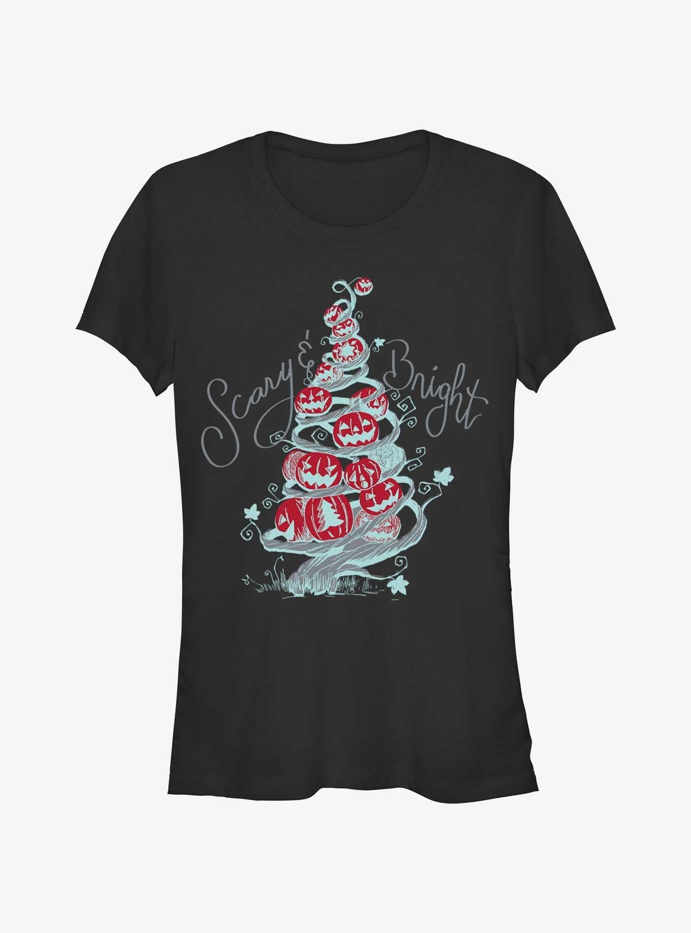 Disney The Nightmare Before Christmas Scary & Bright Tree Girls T-shirt | Trendy Graphic Tee | Casual Unisex T-shirt