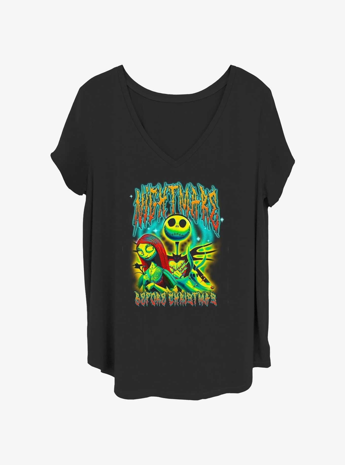 Disney The Nightmare Before Christmas Jack and Sally Bright Graffiti Girls T-Shirt Plus Size T-Shirt | Premium Graphic | High Demand Item