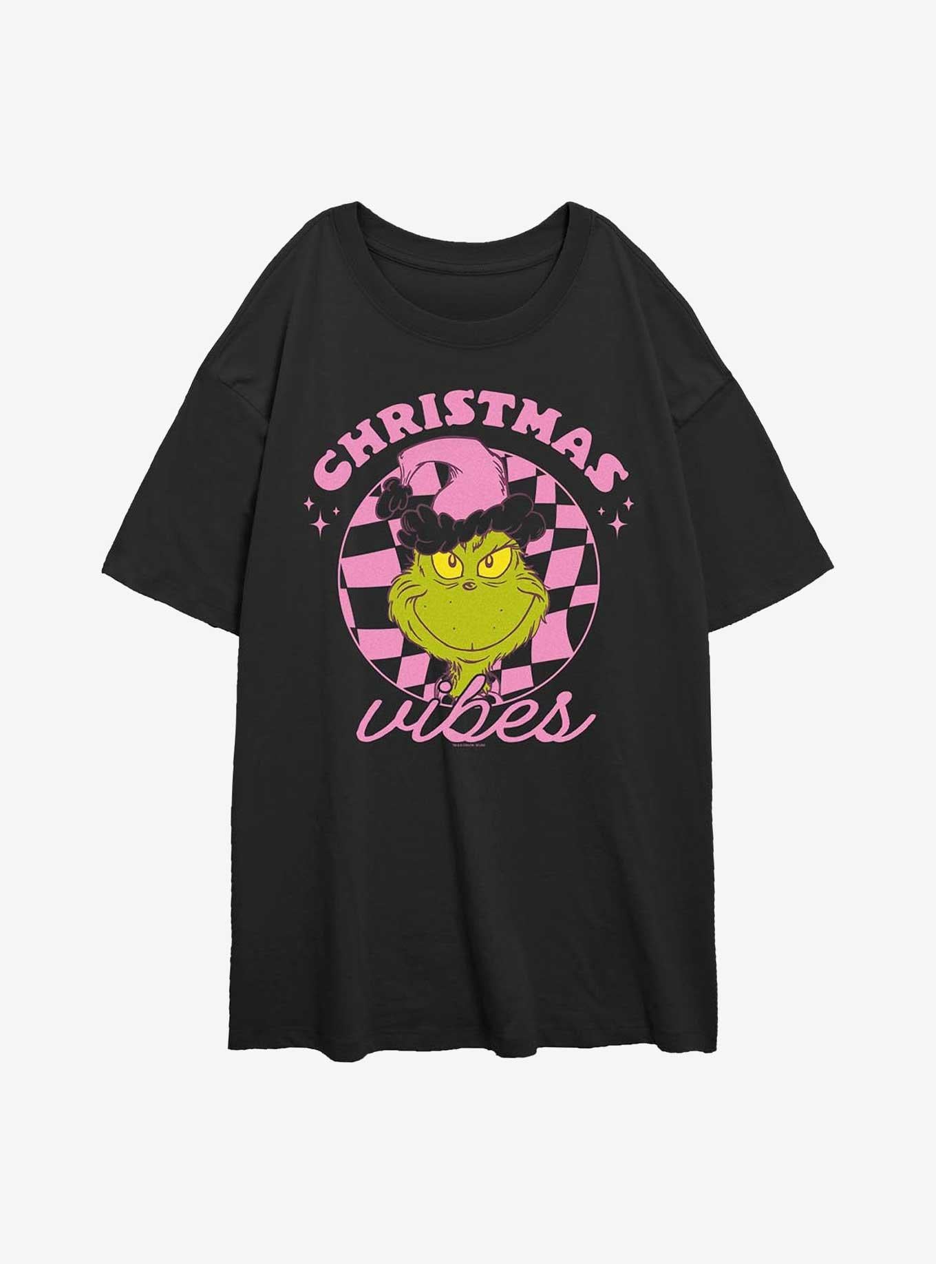 Dr Seuss Christmas Vibes Girls Oversized T-Shirt T-Shirt | Aesthetic Graphic | High Demand Item