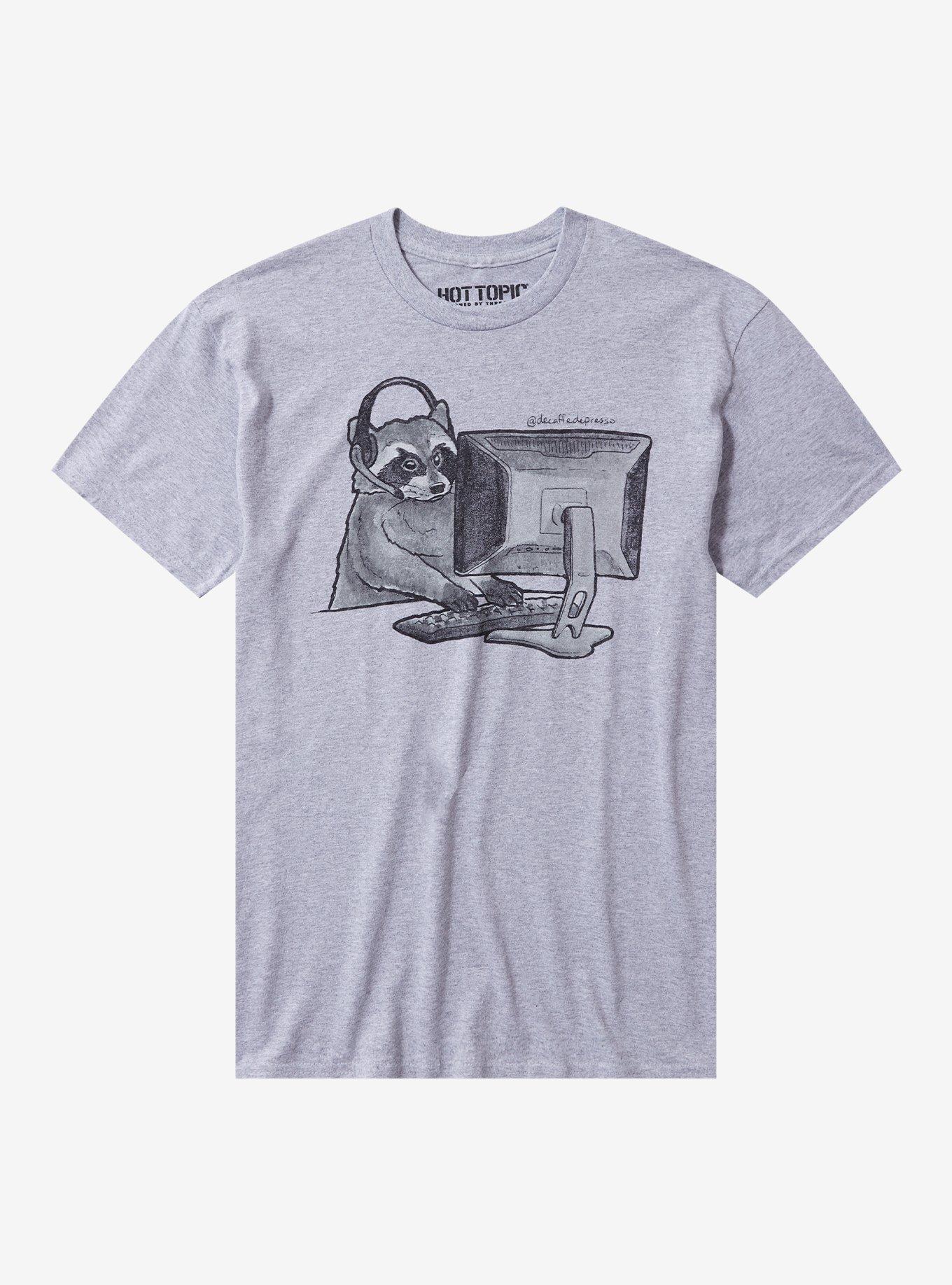 Raccoon Gaming T-Shirt By Decaffedepresso