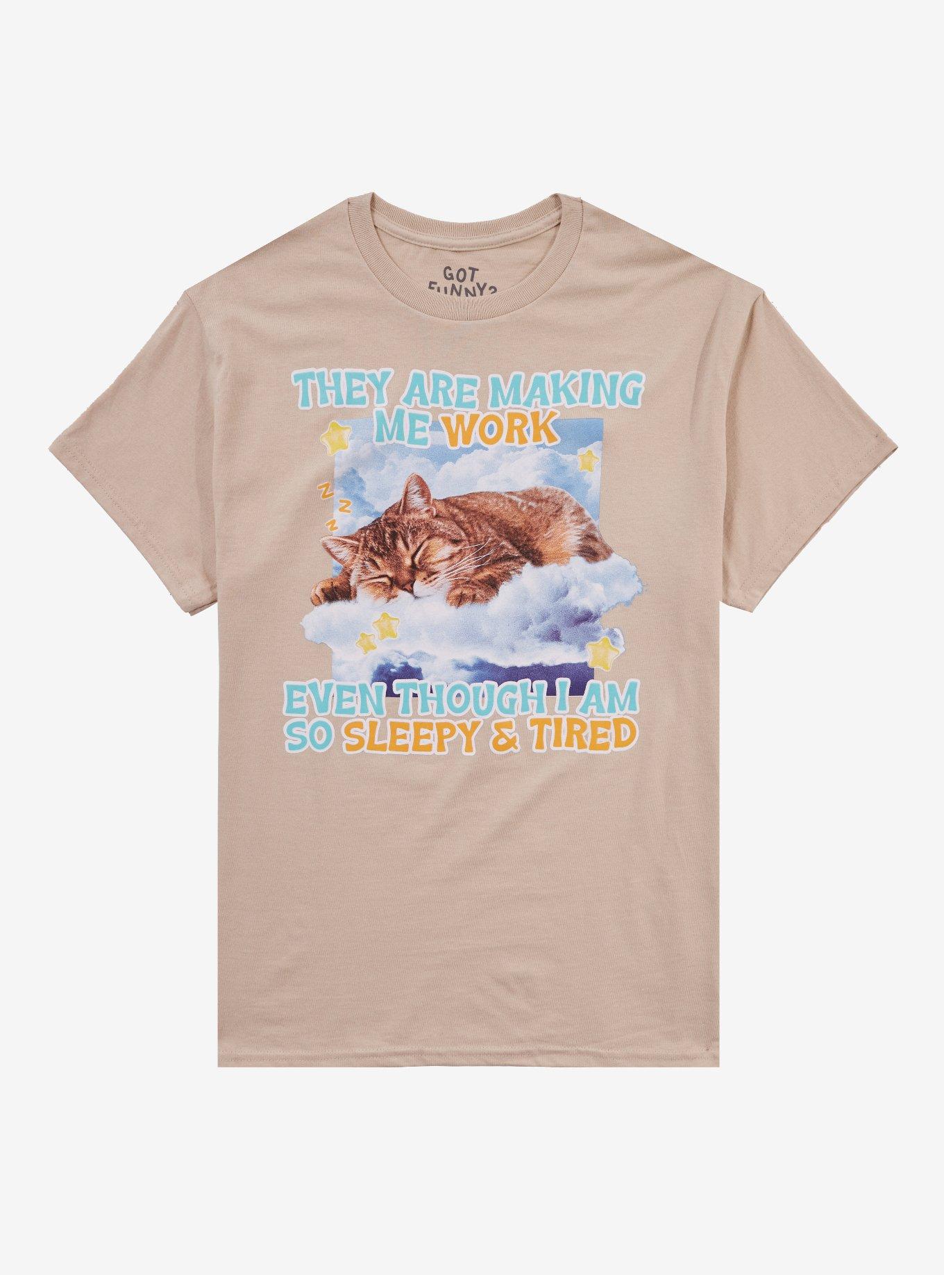 Sleeping Cat Work T-Shirt By Got Funny?