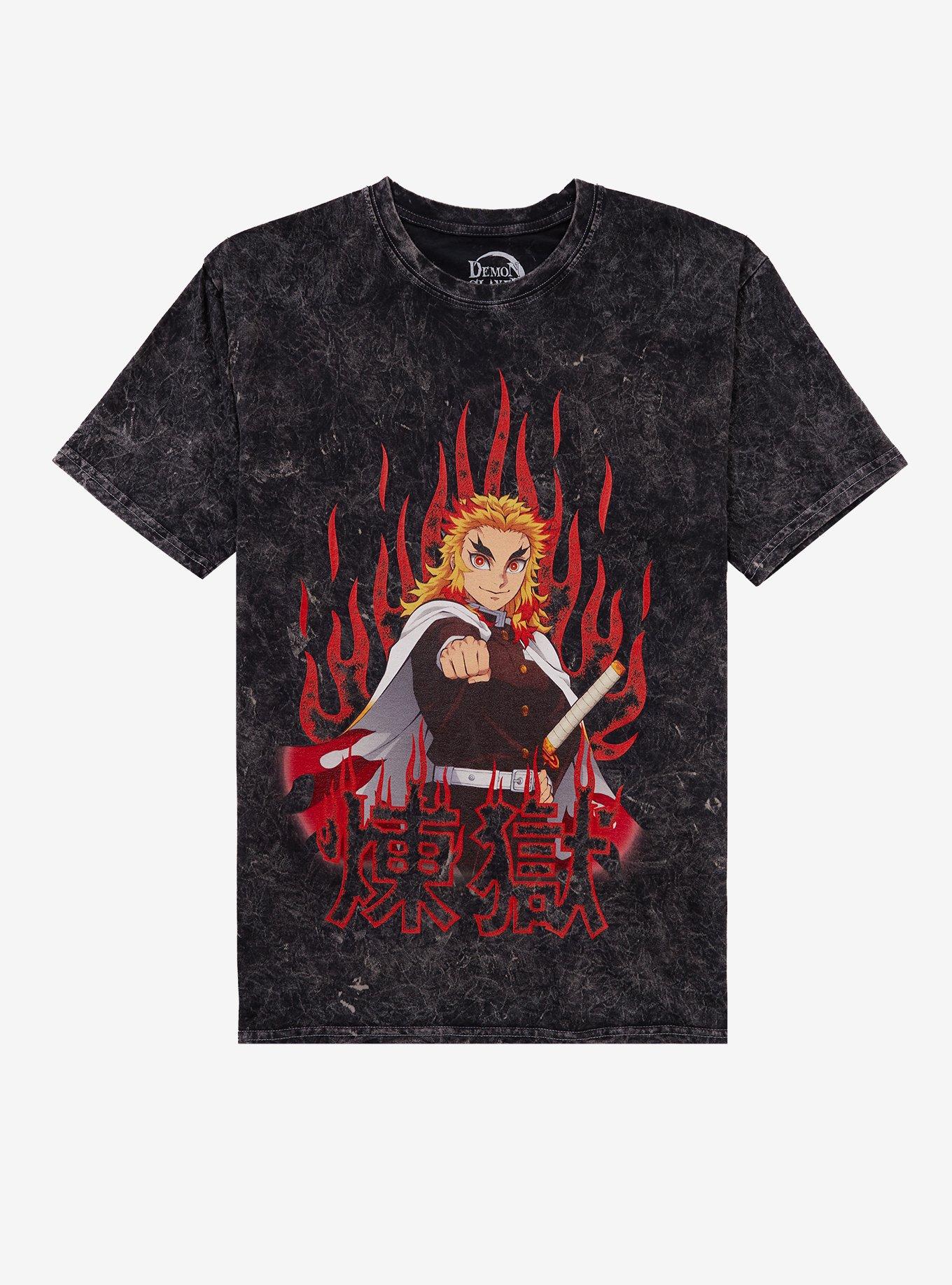 Demon Slayer: Kimetsu No Yaiba Rengoku Flame Dark Wash T-Shirt