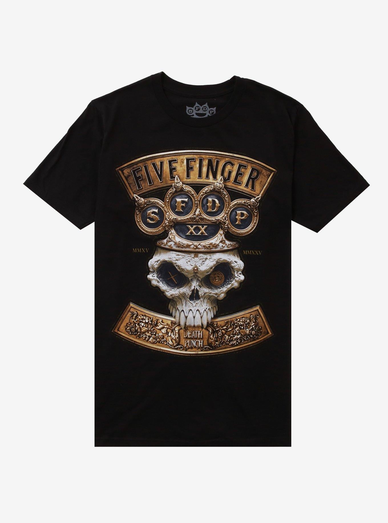 Five Finger Death Punch Brass Knuckle Crown Skull T-Shirt T-Shirt | Fan Favorite Style | Must-Have Style
