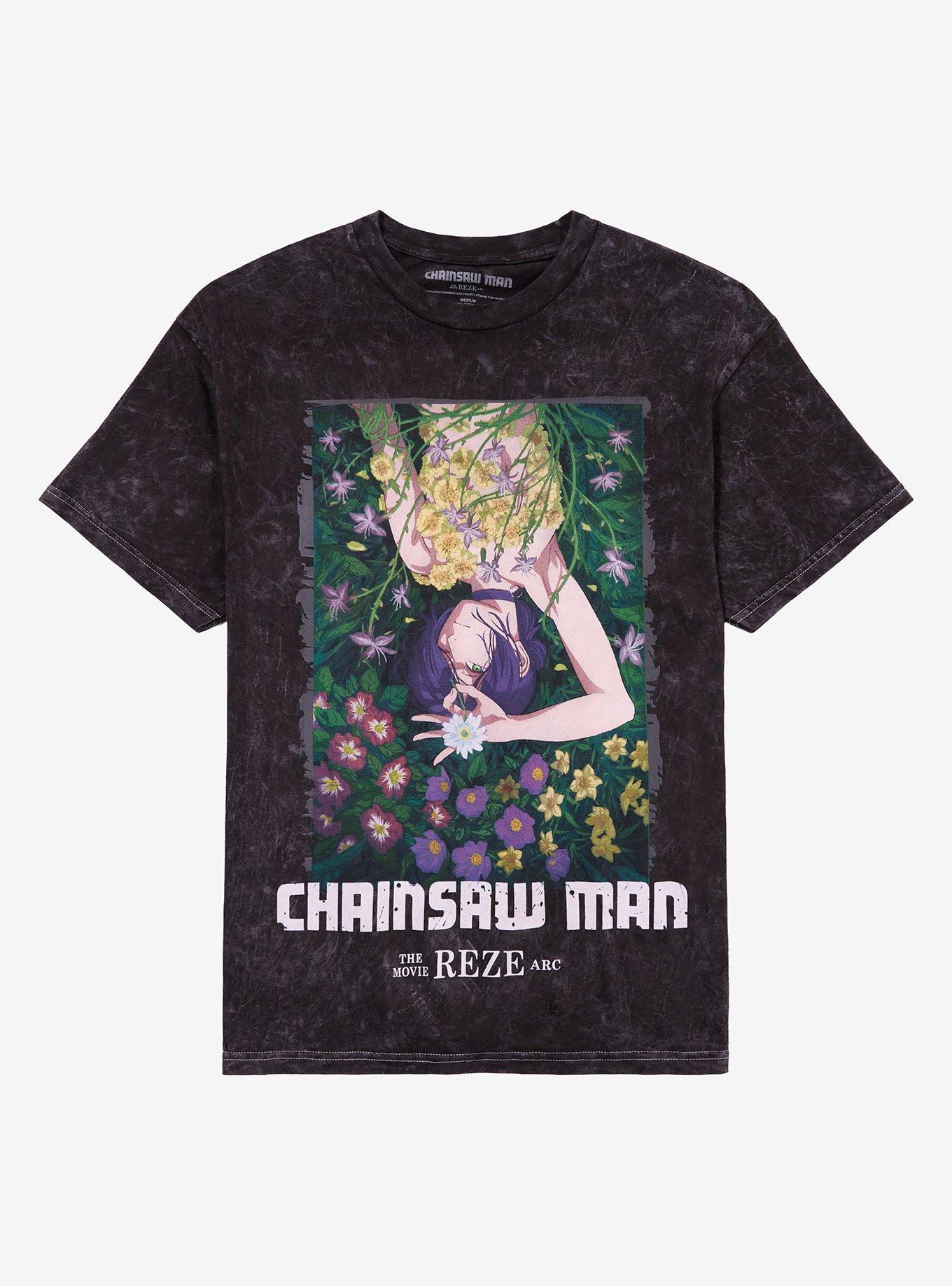 Chainsaw Man The Movie: Reze Arc Flower Dark Wash T-Shirt