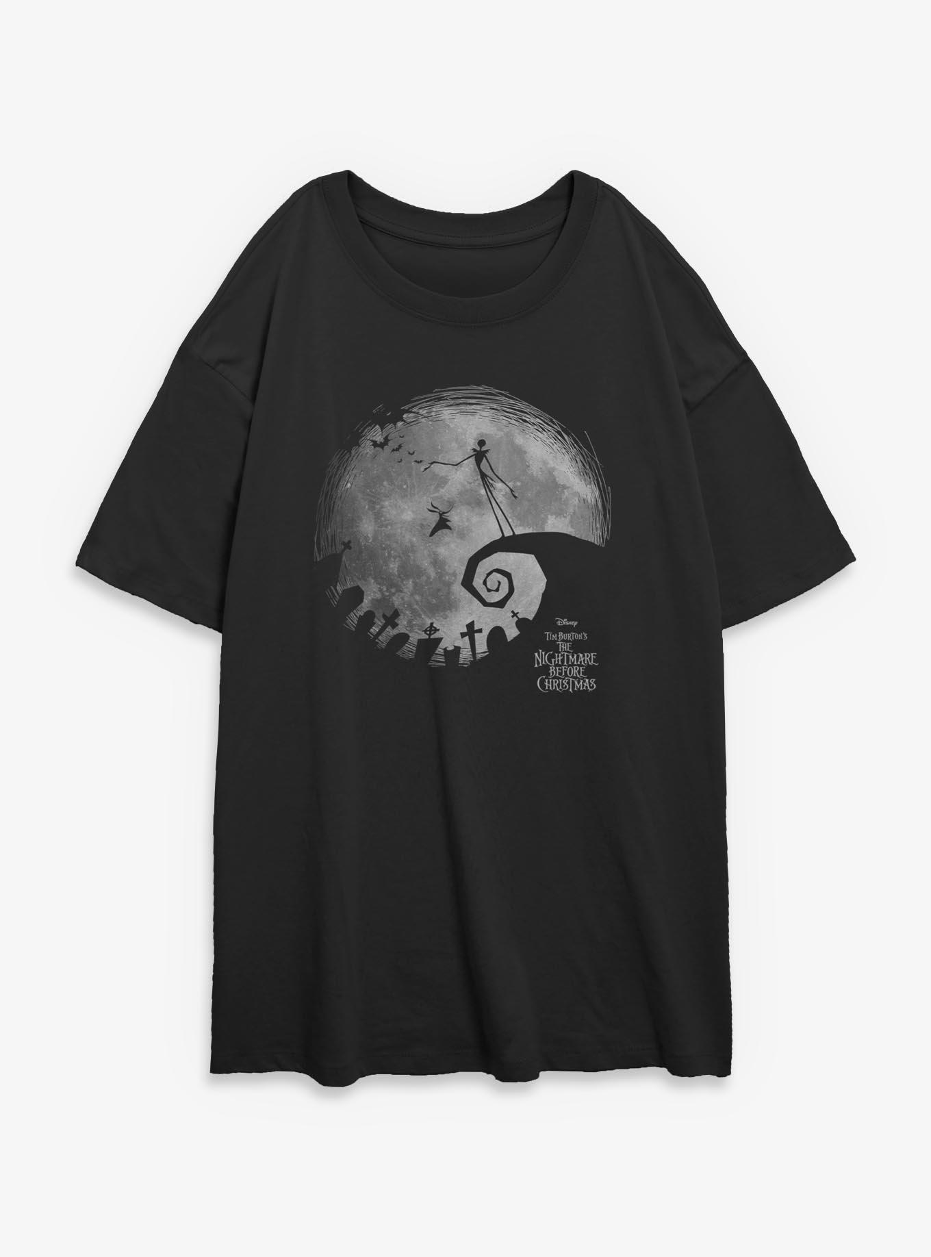 Disney The Nightmare Before Christmas The Nightmare Moon Girls Oversized T-shirt | Trendy Graphic Tee | Casual Unisex T-shirt