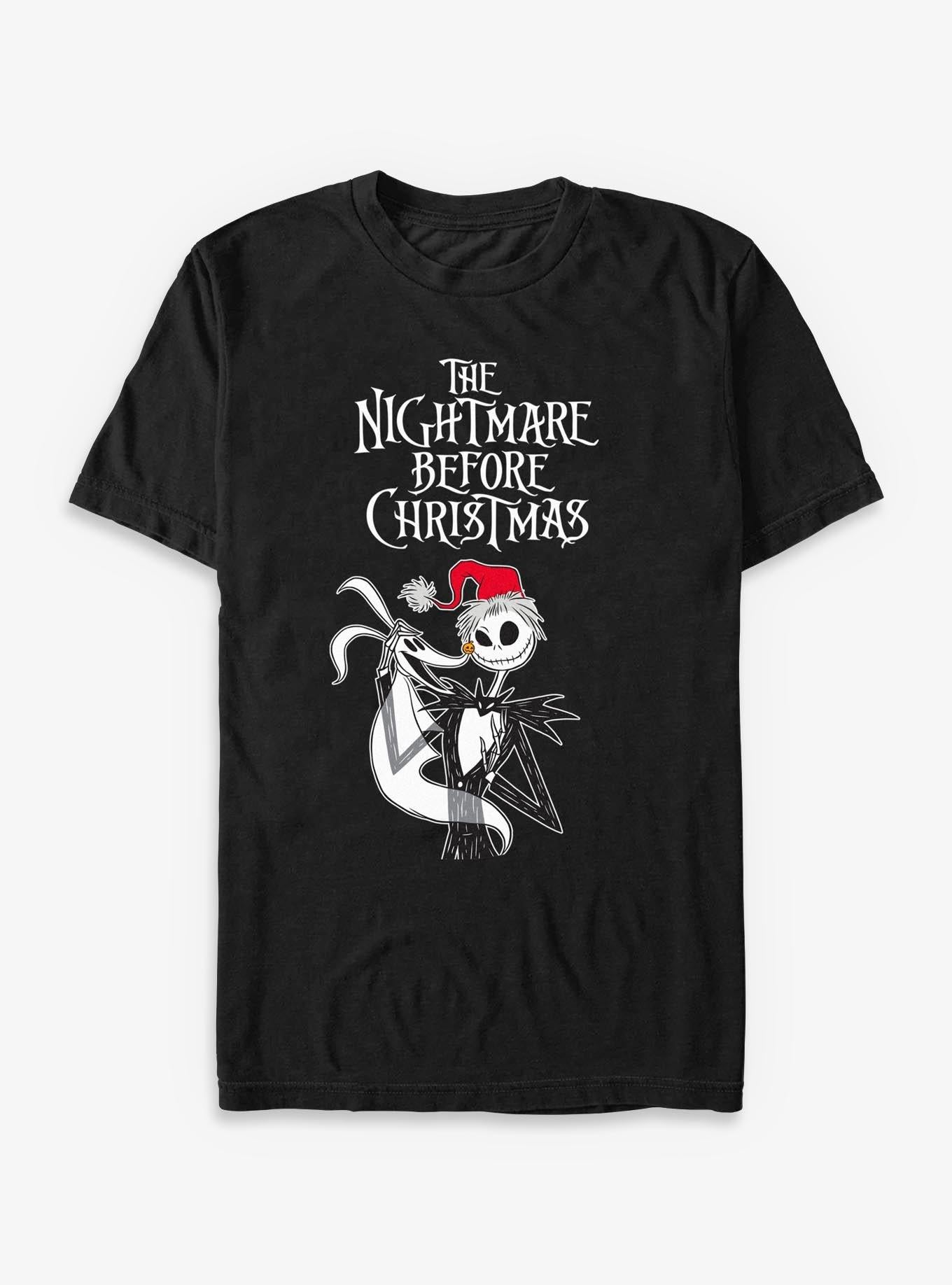 Disney The Nightmare Before Christmas Jack Santa Hat & Zero T-shirt | Trendy Graphic Tee | Casual Unisex T-shirt
