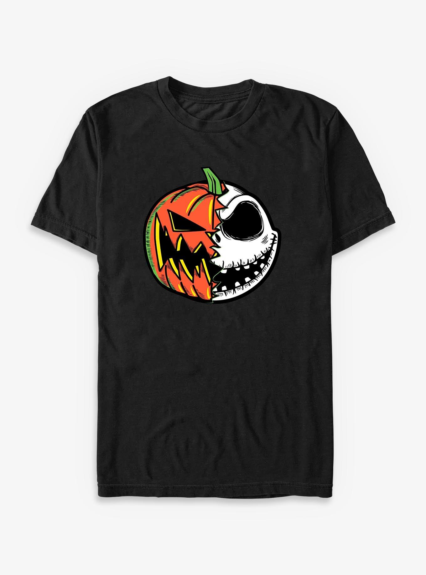 Disney The Nightmare Before Christmas Pumpkin Jack Split Face T-shirt | Trendy Graphic Tee | Casual Unisex T-shirt