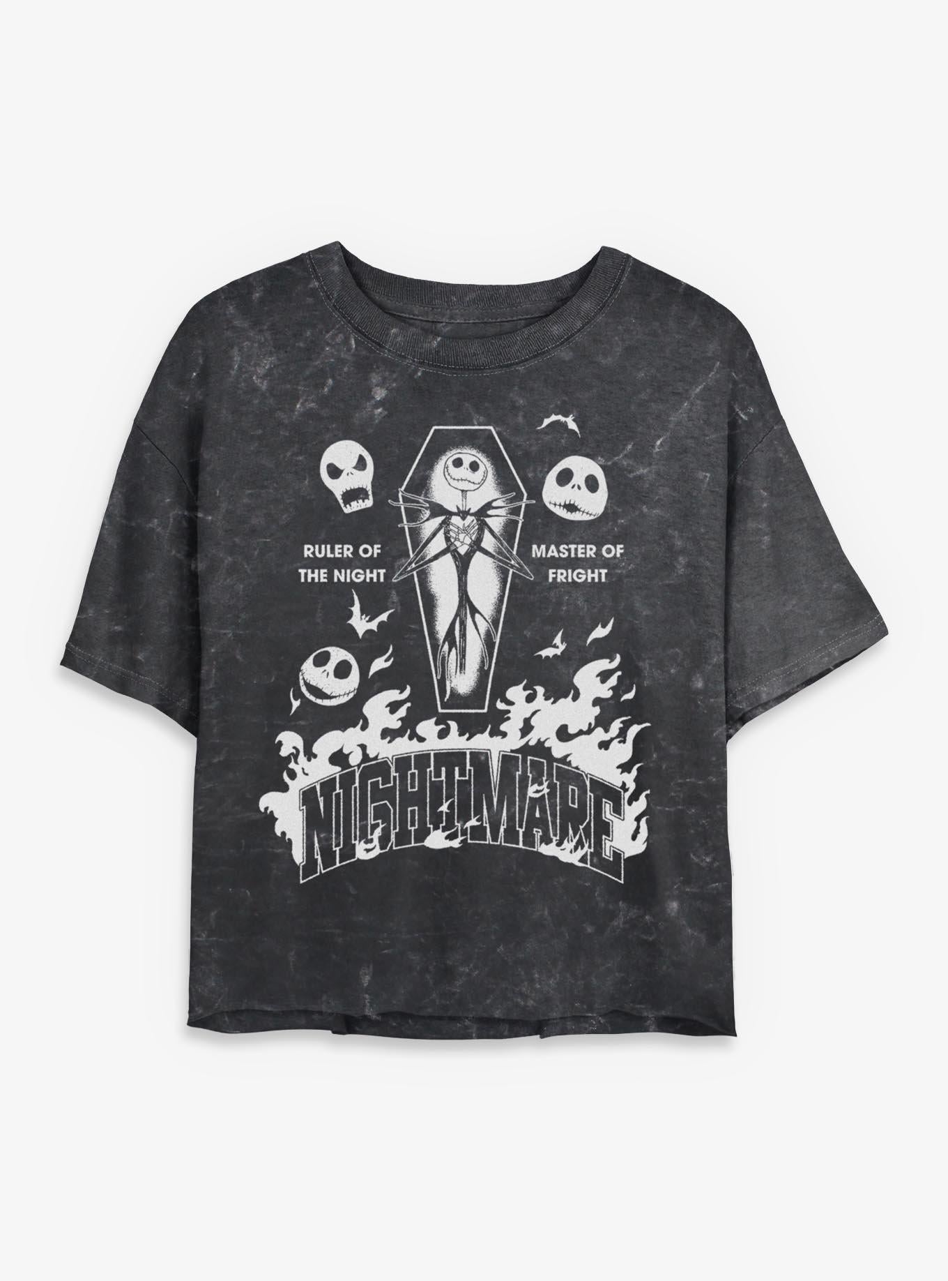 Disney The Nightmare Before Christmas Jack Ruler Of The Night Girls Mineral Wash Crop T-Shirt T-Shirt | Aesthetic Graphic | High Demand Item