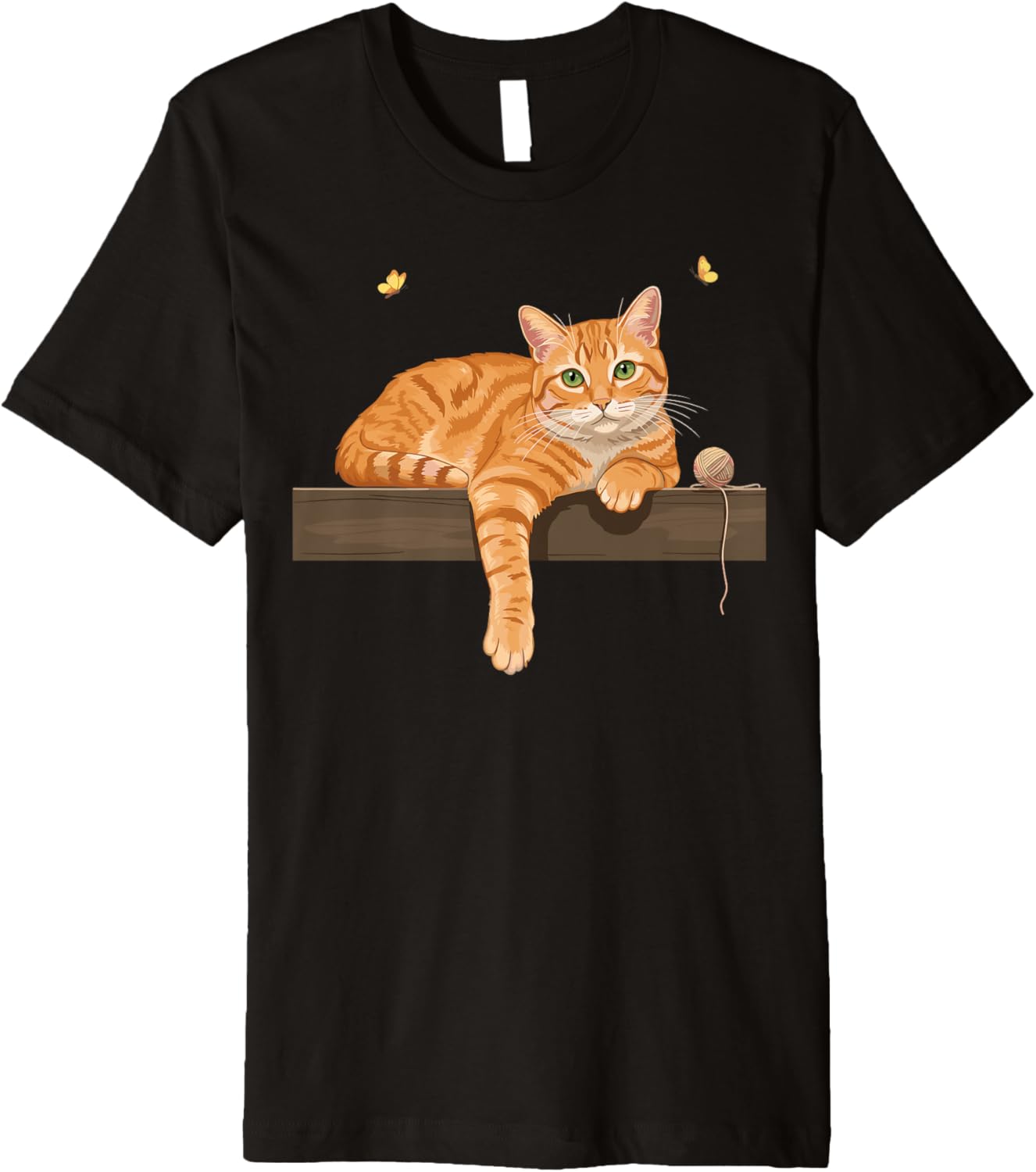 Charming Cat Design with Yarn and Butterfly Details Premium