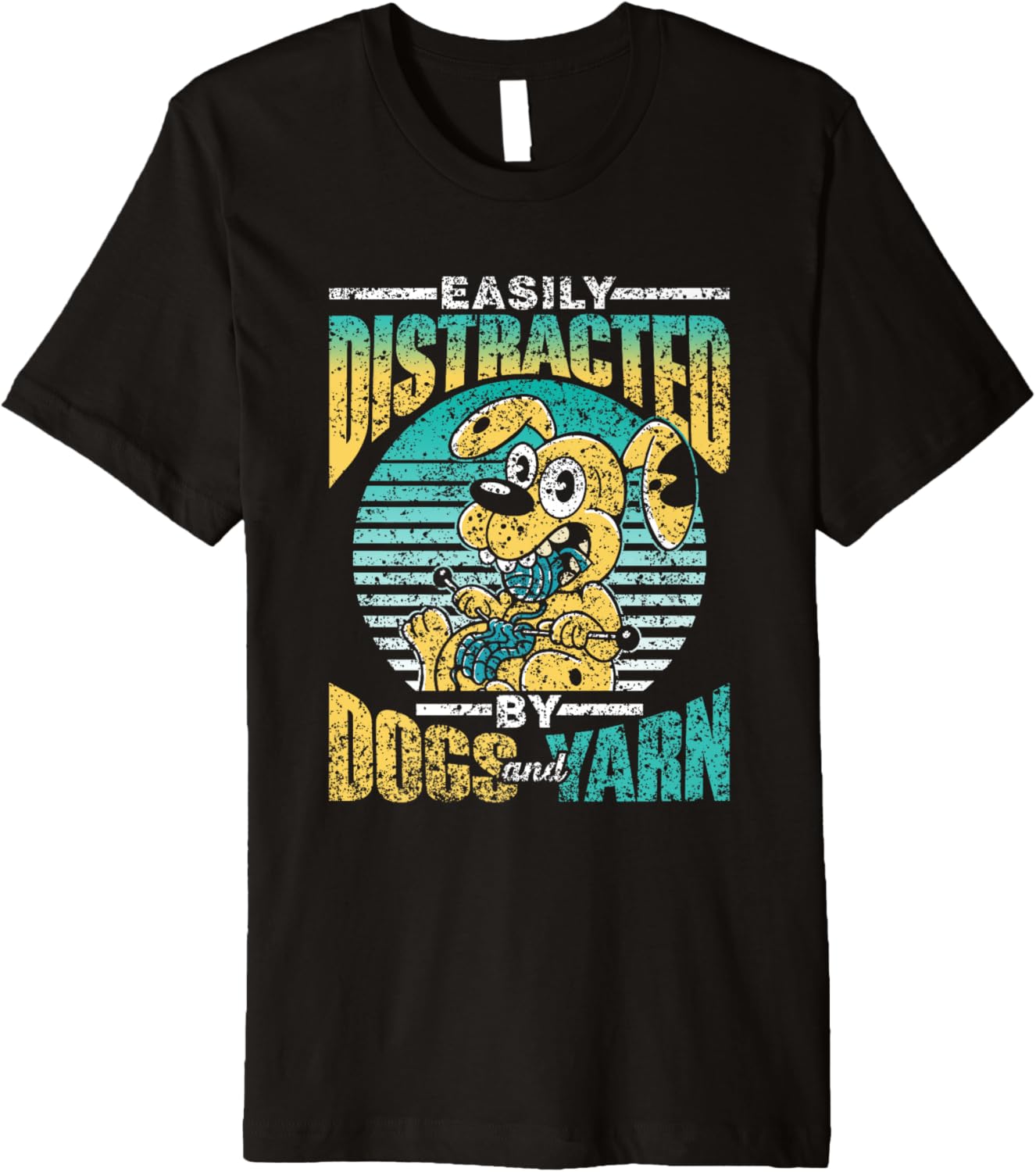 Easily Distracted By Dogs And Yarn Knitter Knit Knitting Premium