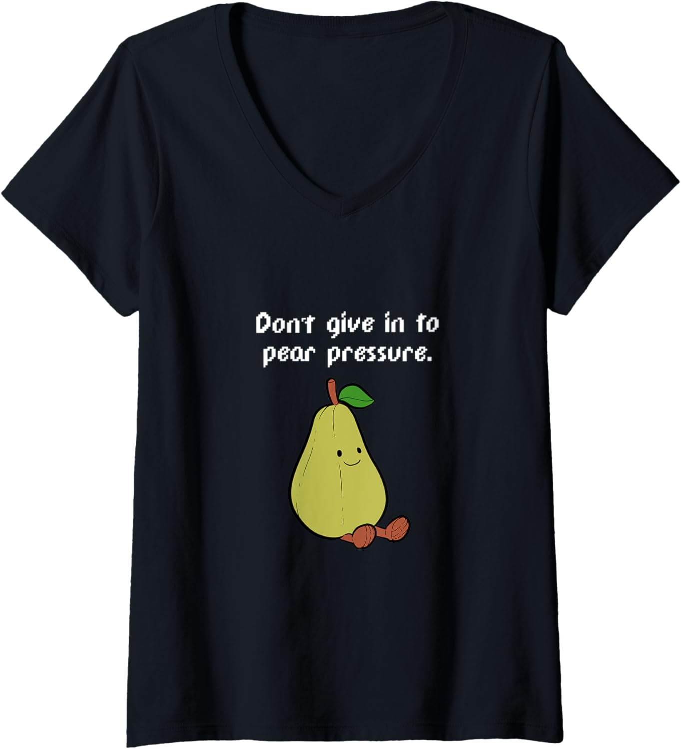 Womens Pear Cute Fruits Pun Maker V-Neck