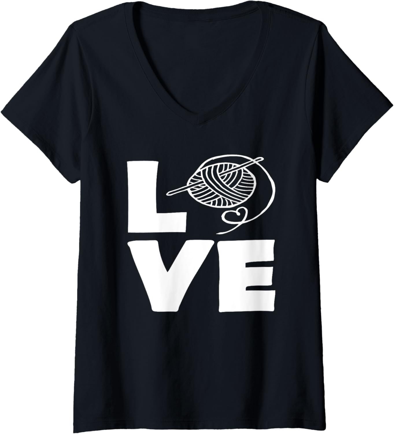 Womens Knitting Love Yarn Needle Hobby Knitting V-Neck