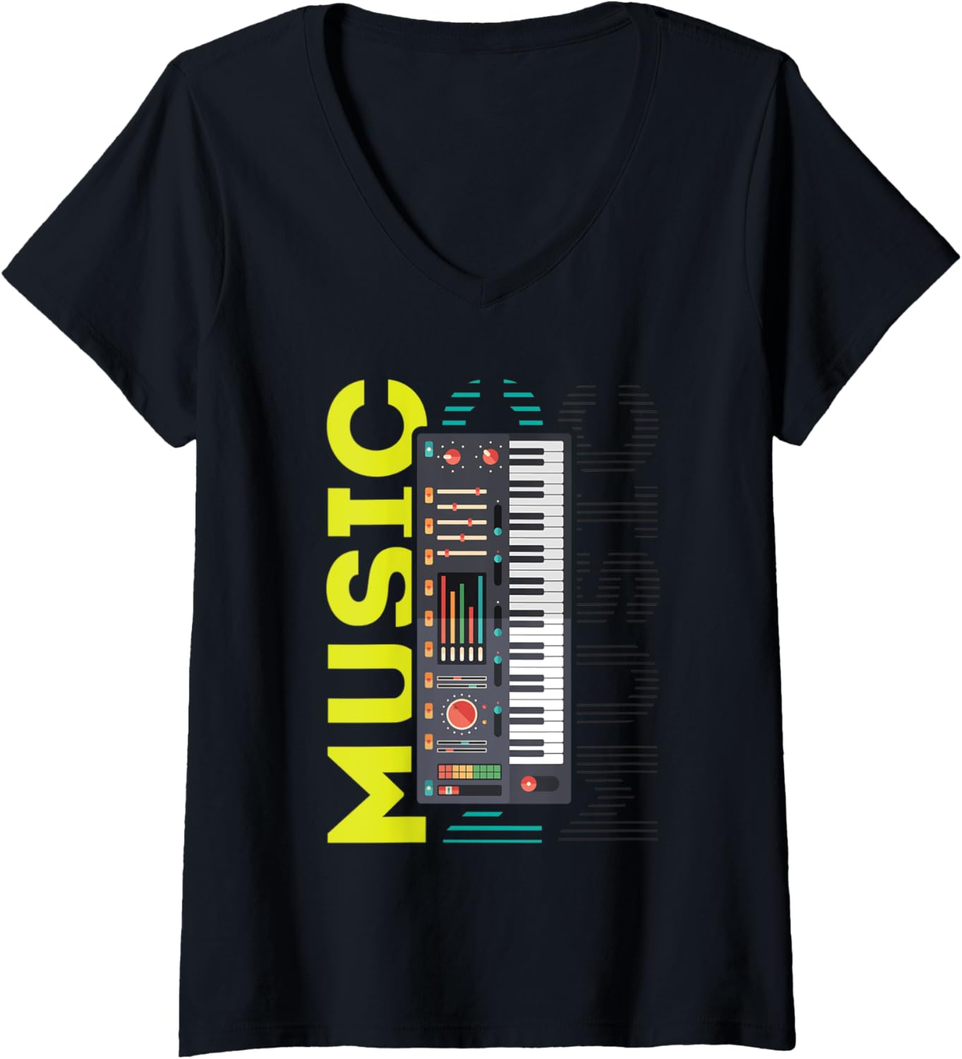 Womens Music Producer and beats from synthesizer or Beat Maker V-Neck
