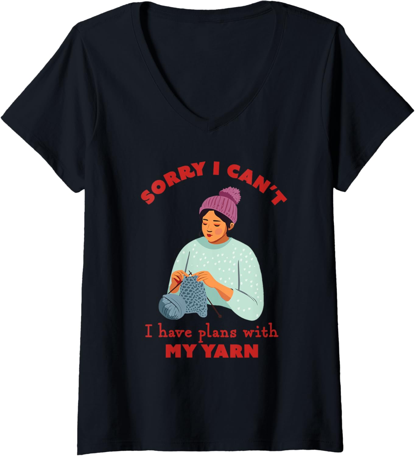 Womens I have plans with my yarn Funny Knitting V-Neck