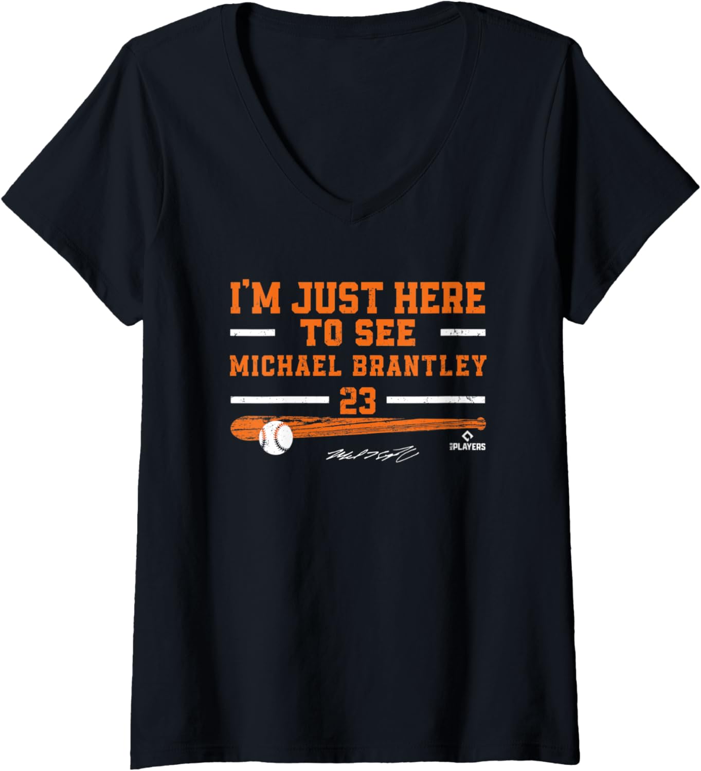 Womens I'm Just Here to See Michael Brantley Houston MLBPA V-Neck