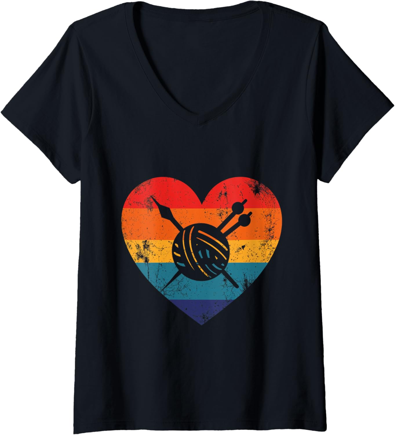 Womens Love Yarn Knitting Crochet Fiber Arts Pride LGBTQ V-Neck