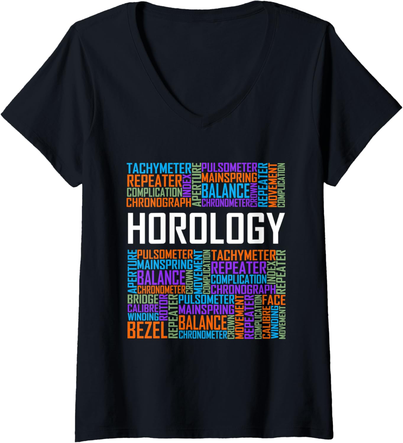 Womens Horology Words Horologist Watchmaker Expert Clock Maker V-Neck