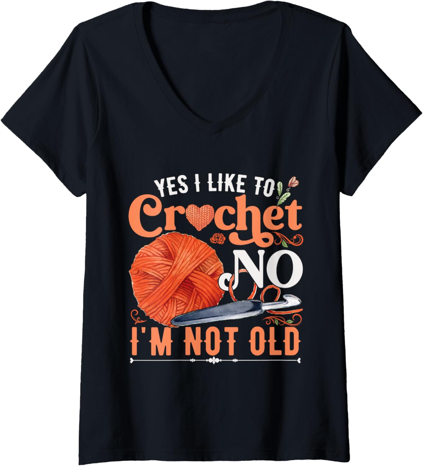 Womens Yarn Crocheter Crochet Crocheting V-Neck