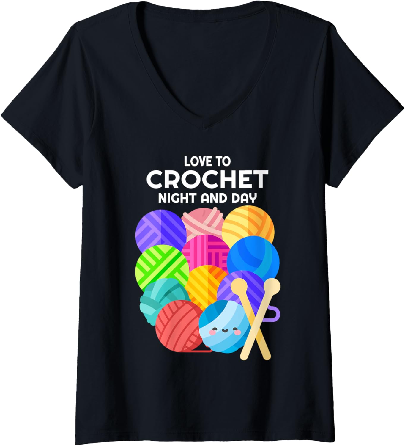 Womens Love to Crochet Funny Quote for Crocheter Balls of Yarn V-Neck