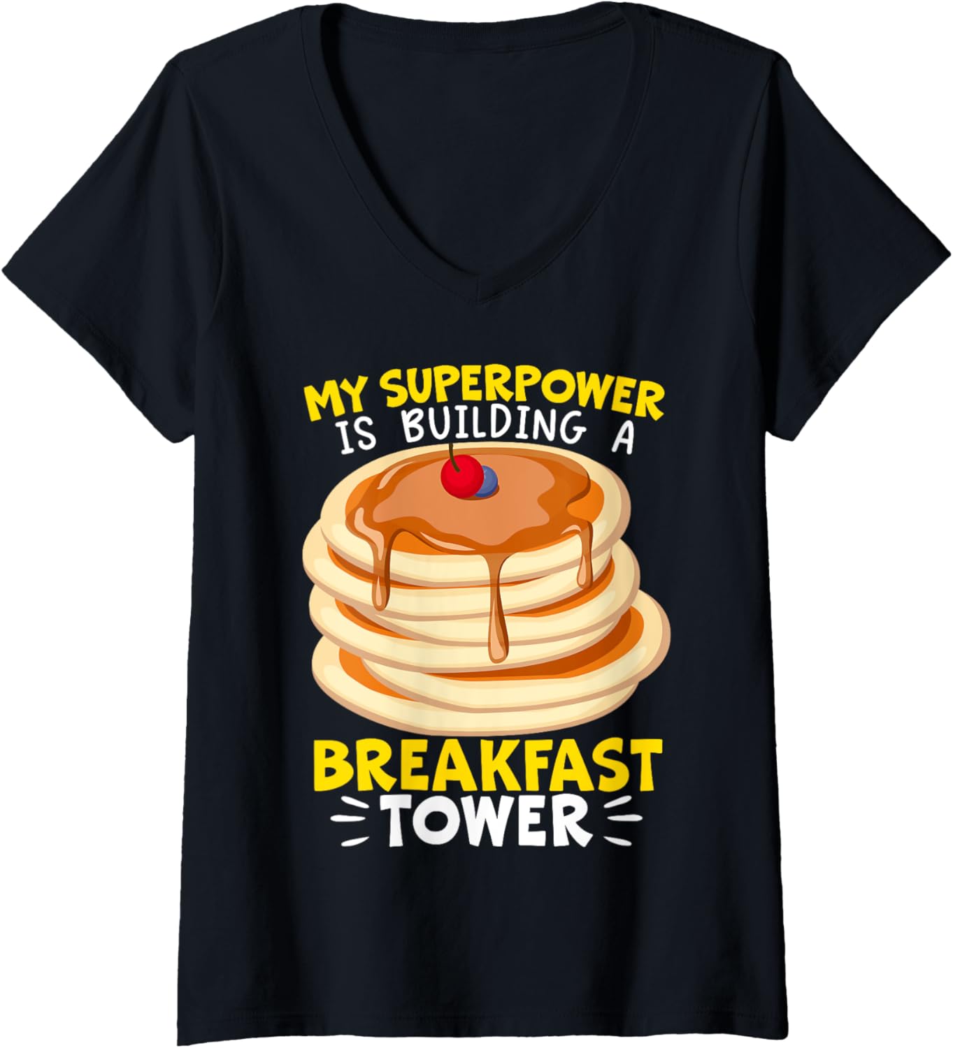 Building A Breakfast Tower Pancake Maker Food Lover V-Neck
