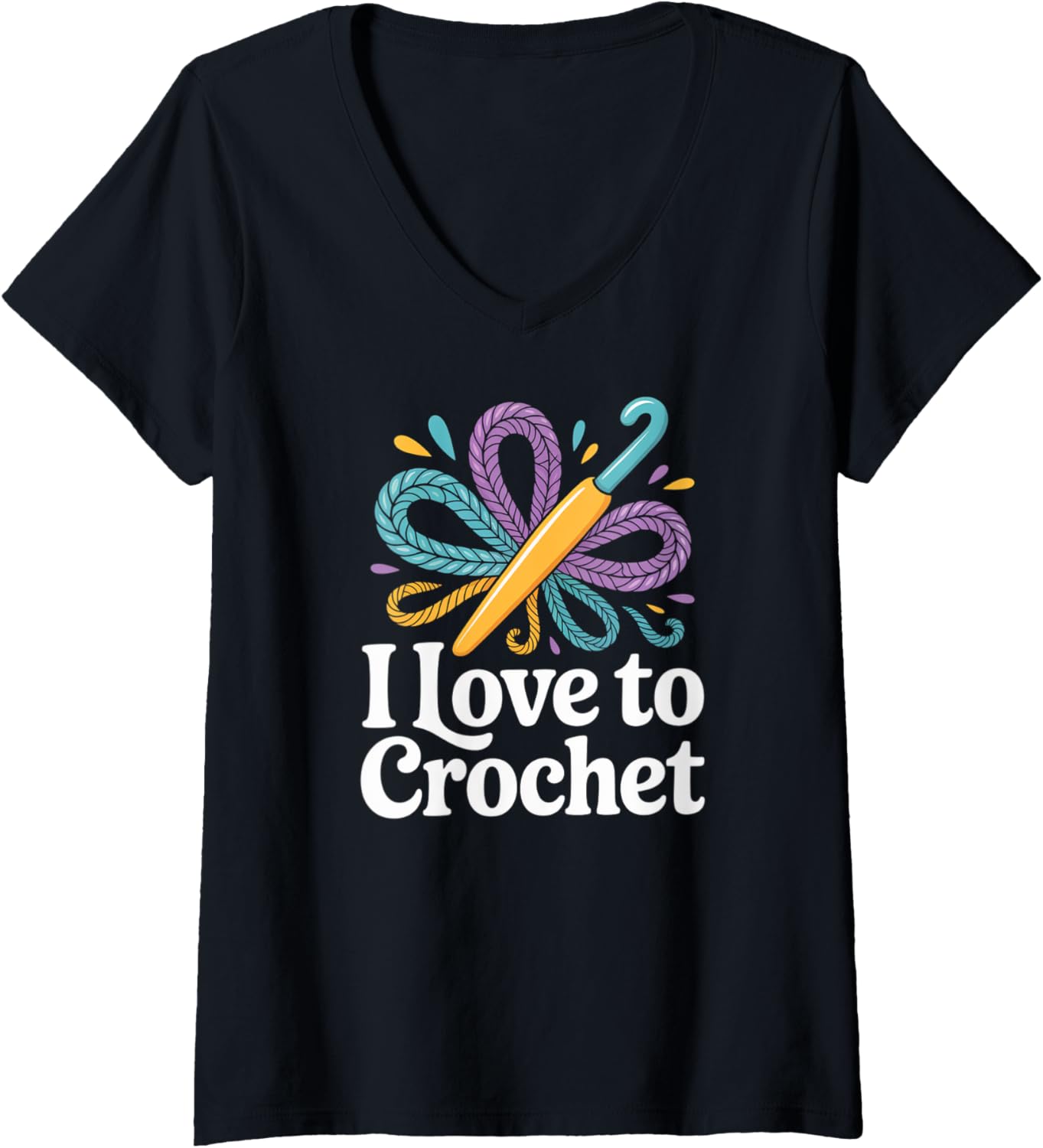 Womens I Love To Crochet Yarn Hook Design V-Neck
