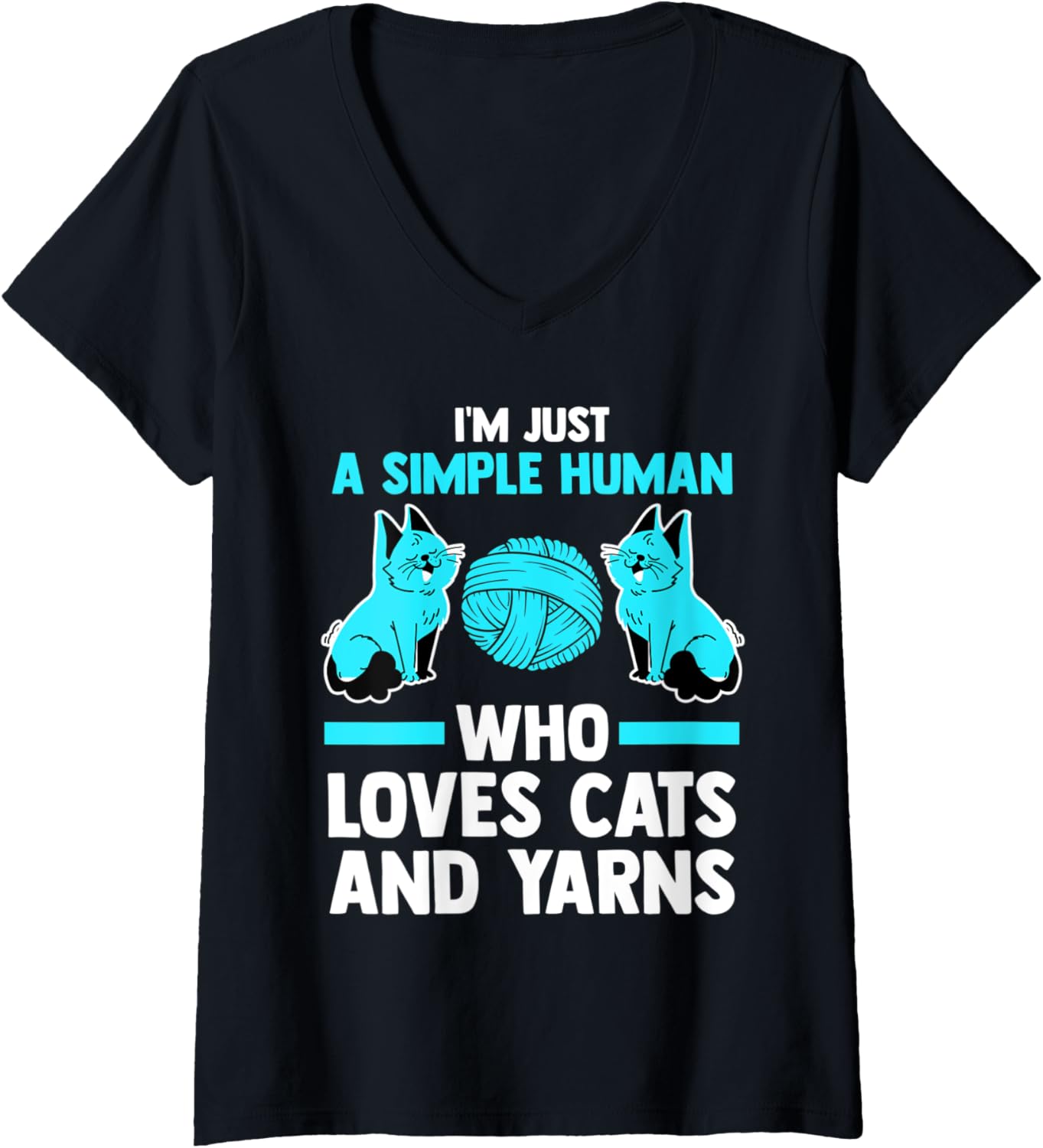 Womens I'm just a simple human who loves cats and yarns cat V-Neck