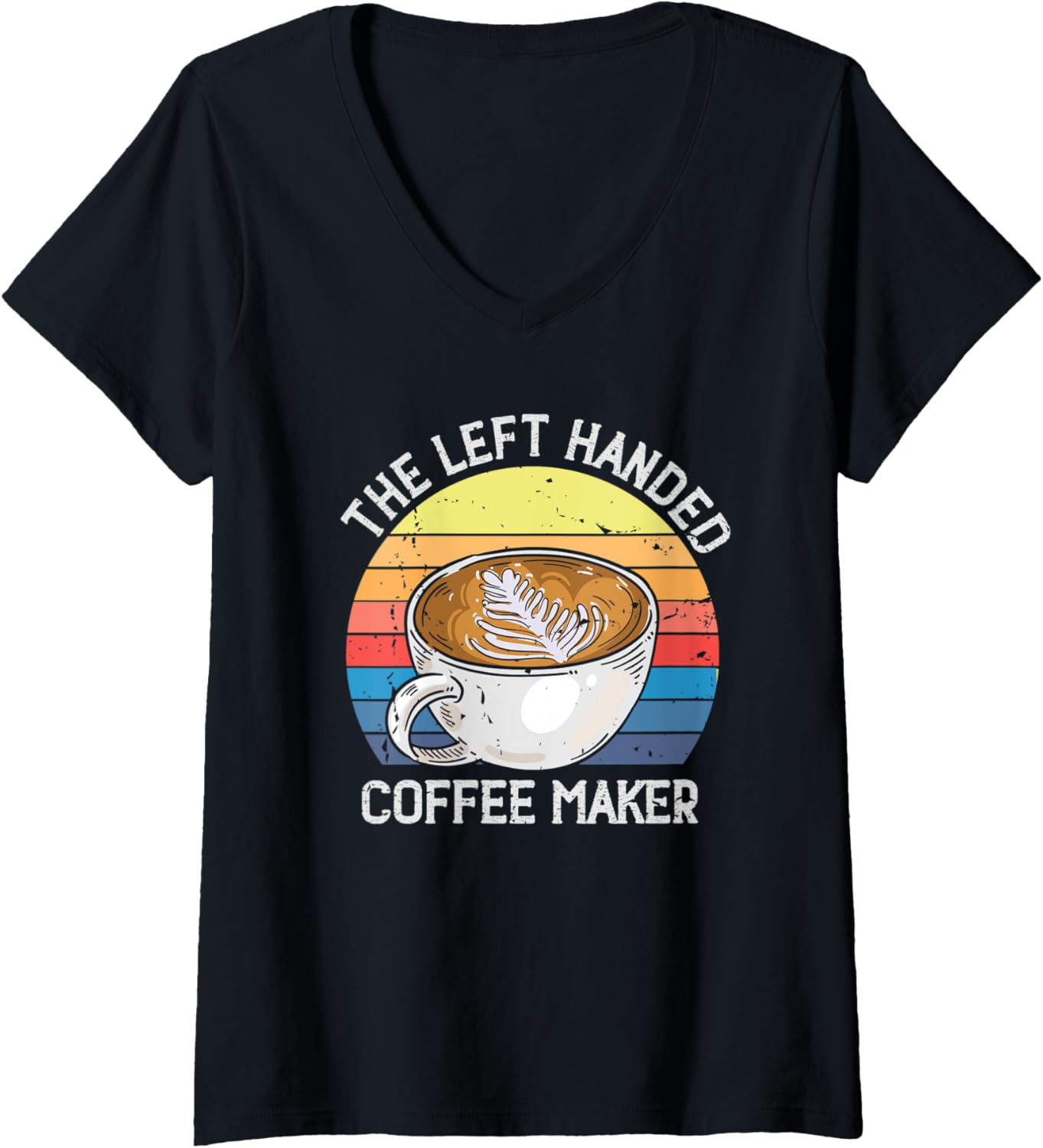 Womens Left handed Coffee Maker Design for Barista and Coffee Lover V-Neck