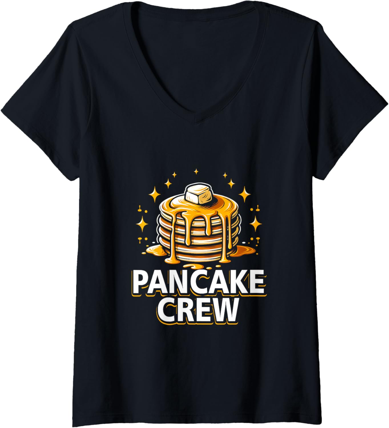 Womens Pancake Crew Breakfast Food Syrup Cute Pancake Maker V-Neck