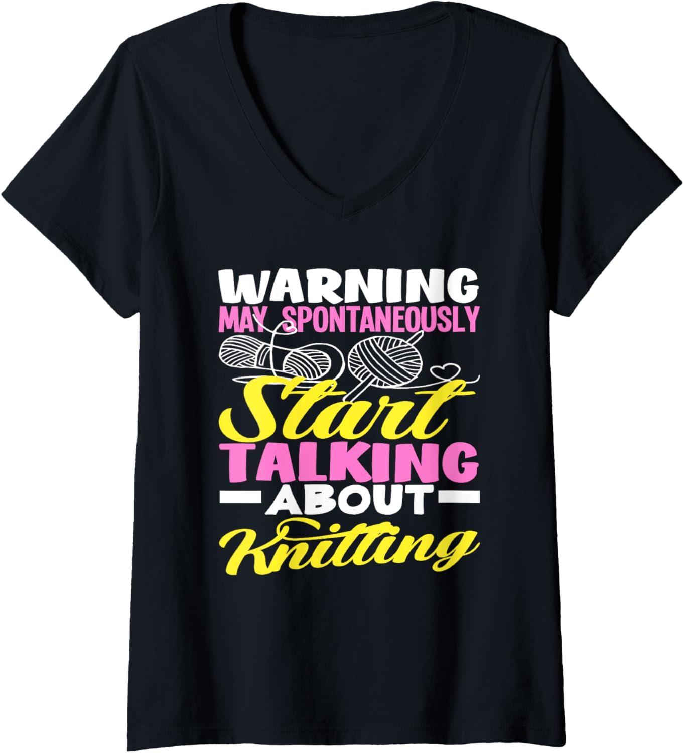 Womens Knitting Warunung Start Talk About Knitting Knitter Yarn V-Neck