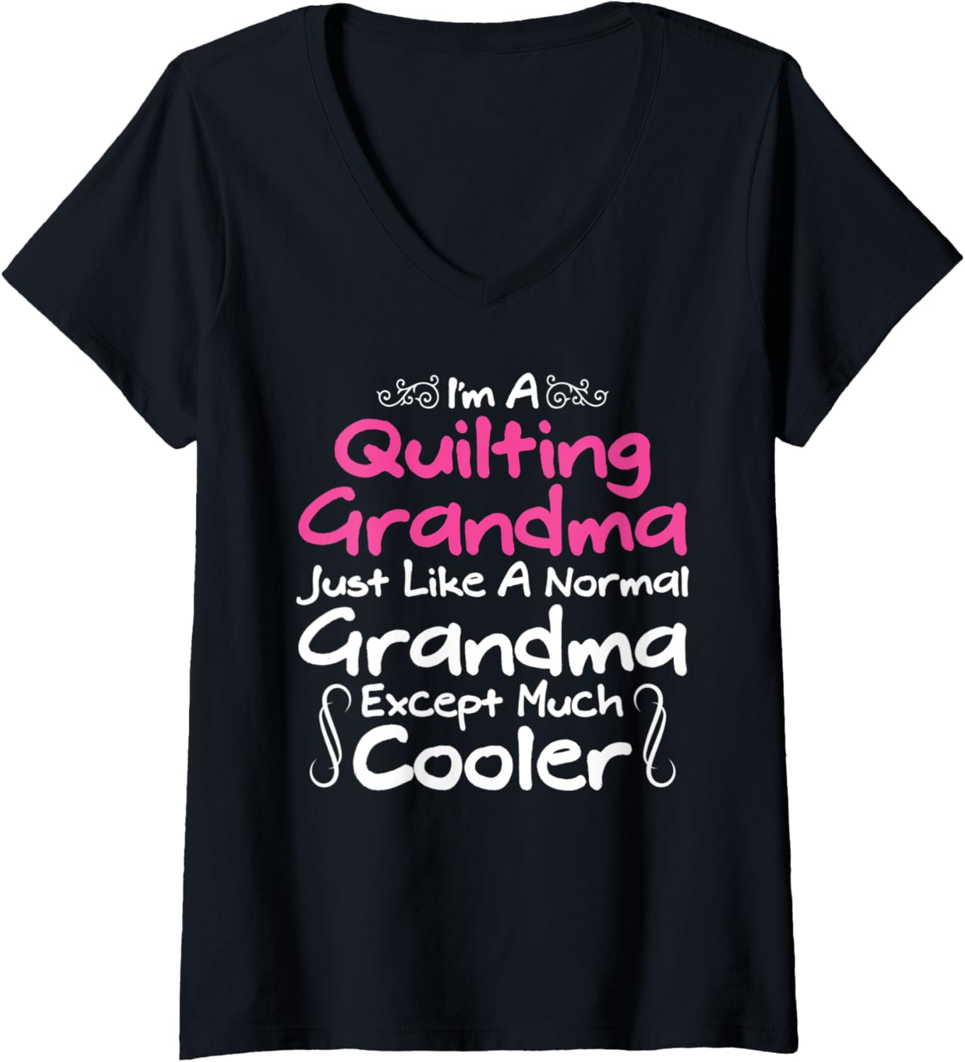 Womens Quilt Shirts Quilting Grandma Tees Yarn Women Hobby Quilter V-Neck