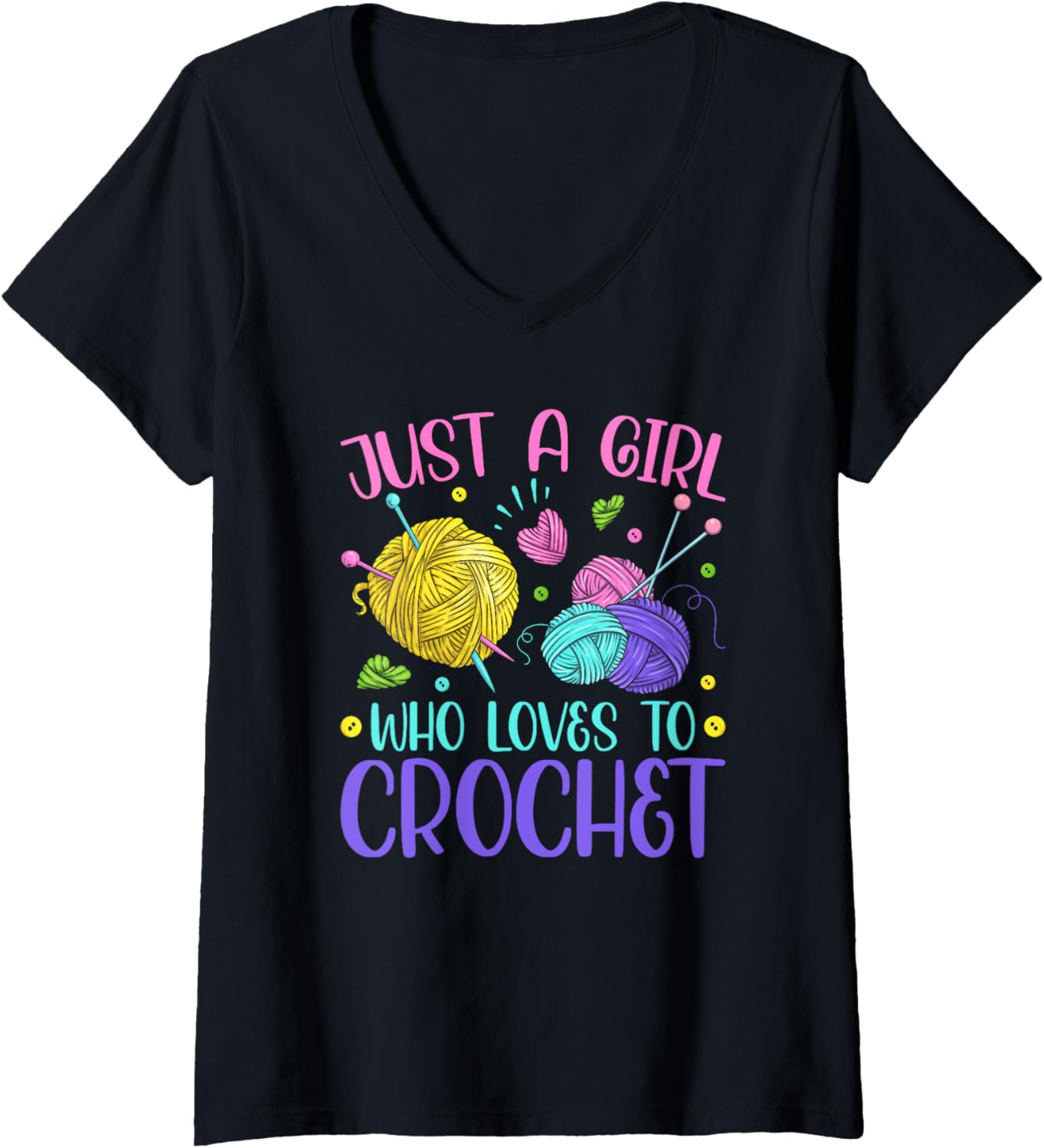 Womens Just A Girl Who Loves To Crochet Yarn Knitting Crocheting V-Neck