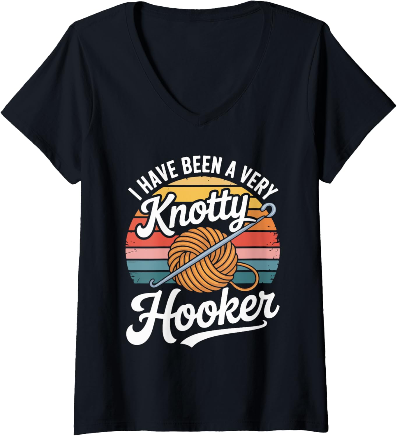 Womens I Have Been A Very Knotty Hooker Yarn V-Neck