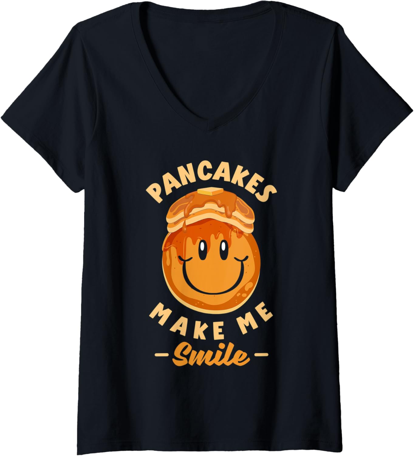 Womens Pancakes Make Me Smile Pankecake Maker Breakfast Pancake Day V-Neck