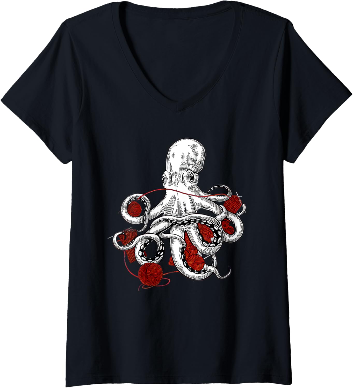 Womens Yarn vogue yarn craftopus funny octopus yarn lover V-Neck