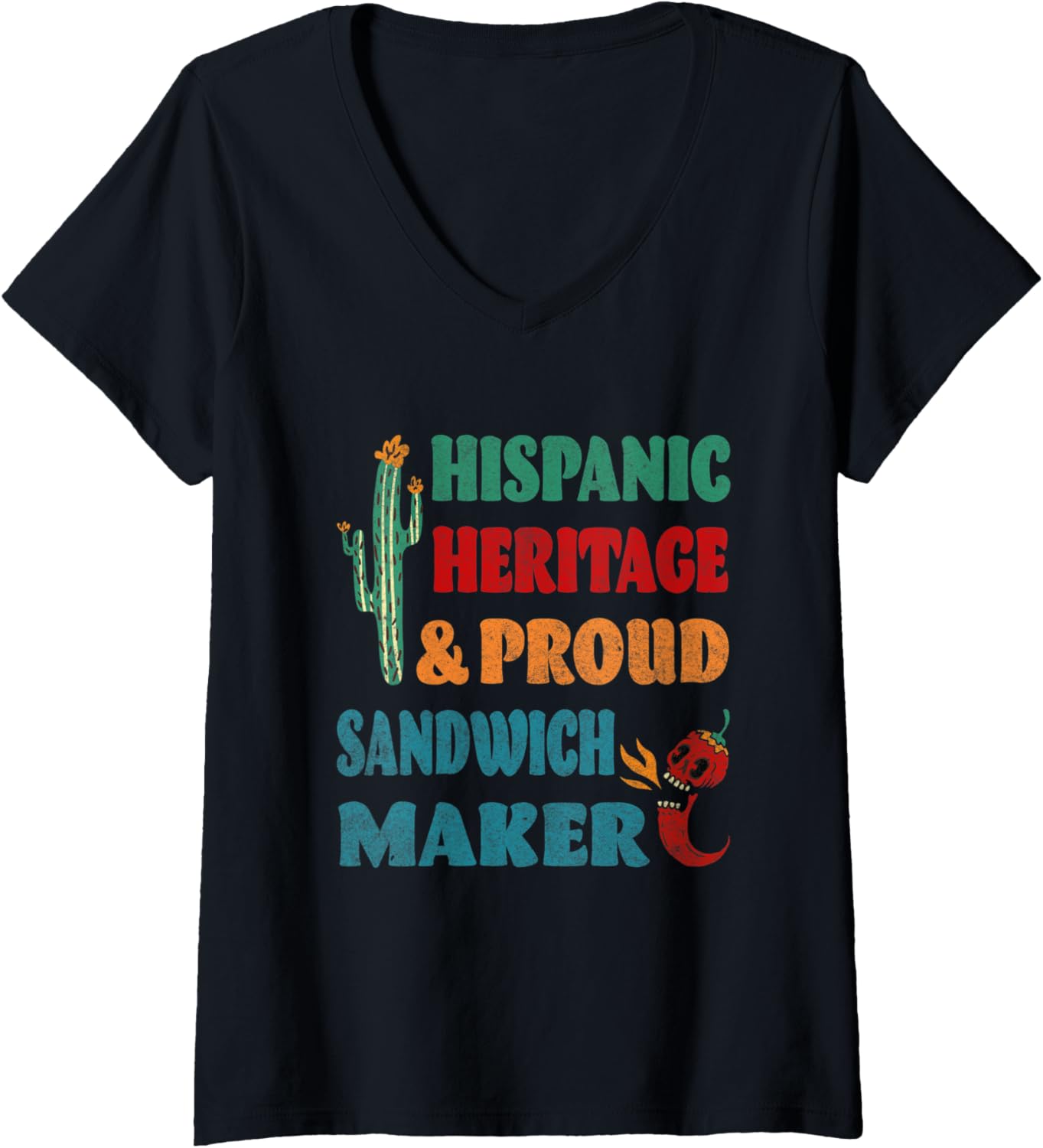 Womens Hispanic Heritage & Proud Sandwich Maker V-Neck