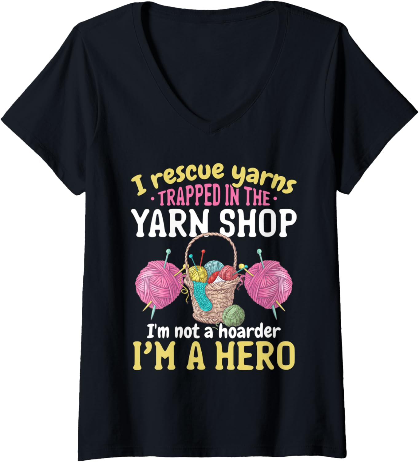 Womens Knitting Knittwear - I rescue yarns trapped in the yarn shop V-Neck